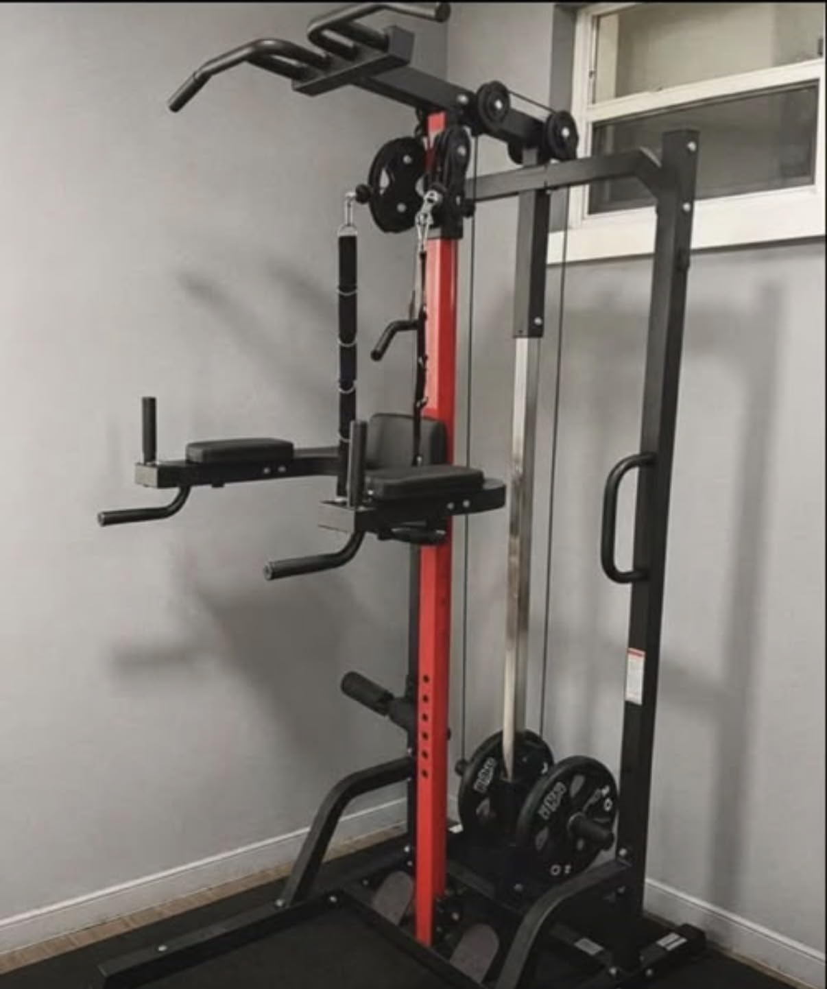 Pull Up Bar Power Tower Dip Station with Cable Machine, 450LB Home Gym | Pull up bar, dip station and 16-position cable system for pull ups, dips, lat pulldowns, rows and full-body training customer photo 2
