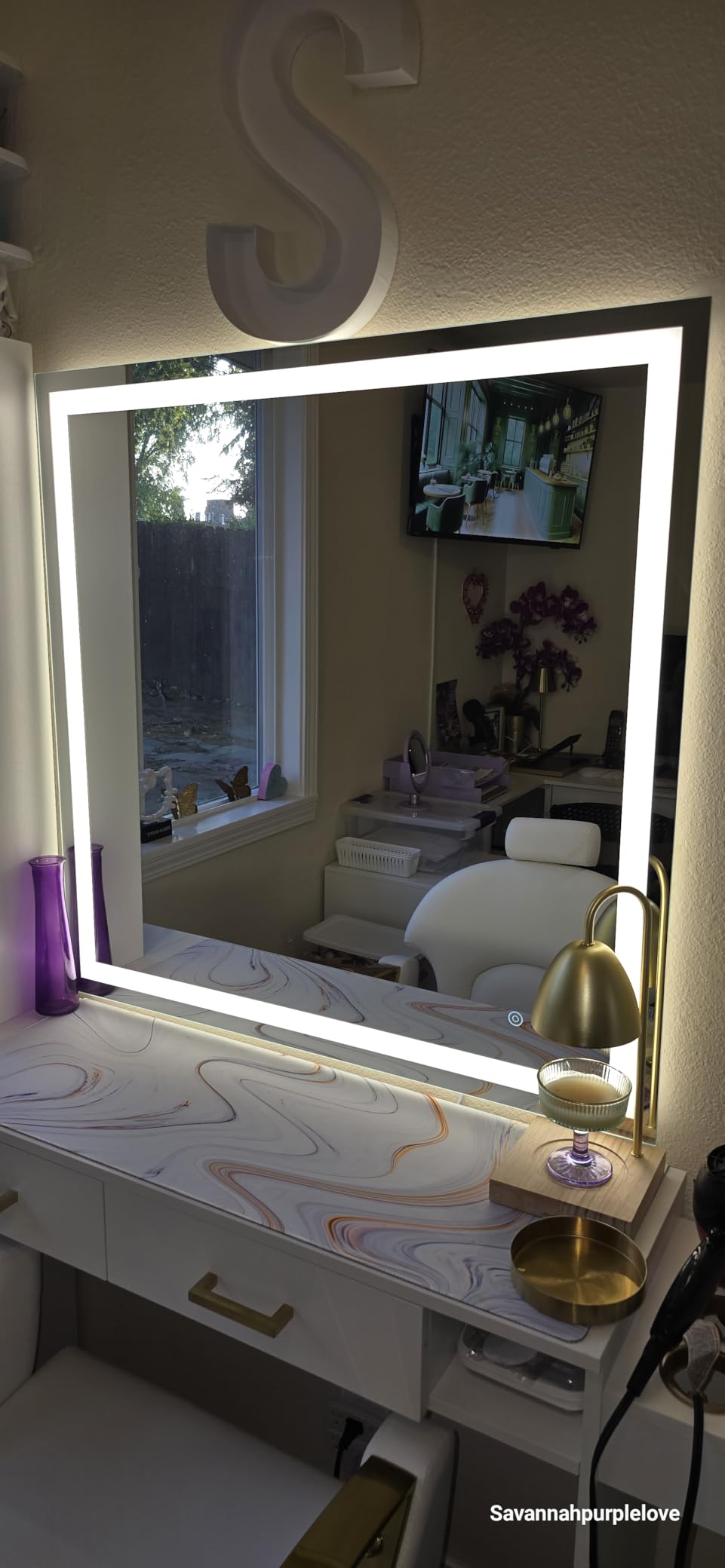 DUMOS 36 Inch Round LED Bathroom Mirror with Lights, Circle Vanity Mirror | Anti-Fog, Dimmable, 3-Color Light, Front Light and Backlit, Memory Function, Tempered Glass customer photo 1