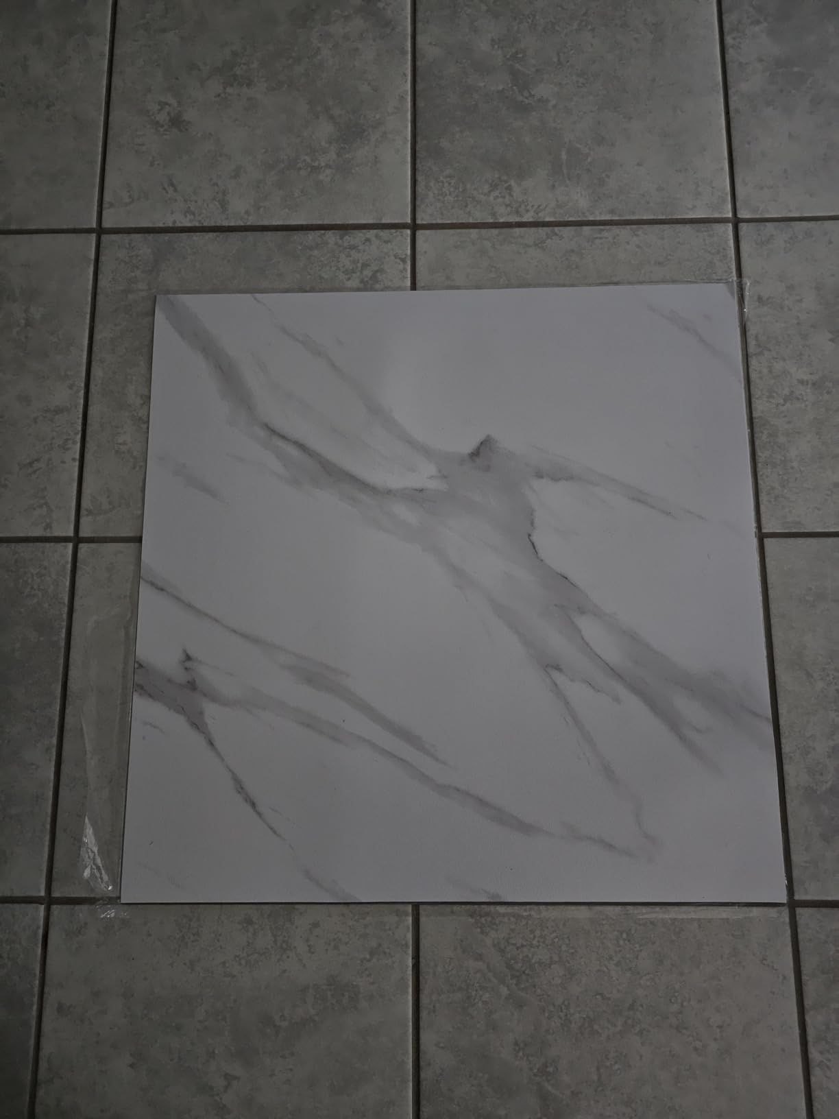 DEXDE Peel and Stick Floor Tile Grey Marble Waterproof Vinyl 2FTx2FT 10 PC | Waterproof Self-adhesive Vinyl Tiles, 40 Sq.Ft (10 Large 24x24 Pack), Vinyl Flooring for Bathroom Kitchen DIY Upgrades customer photo 1