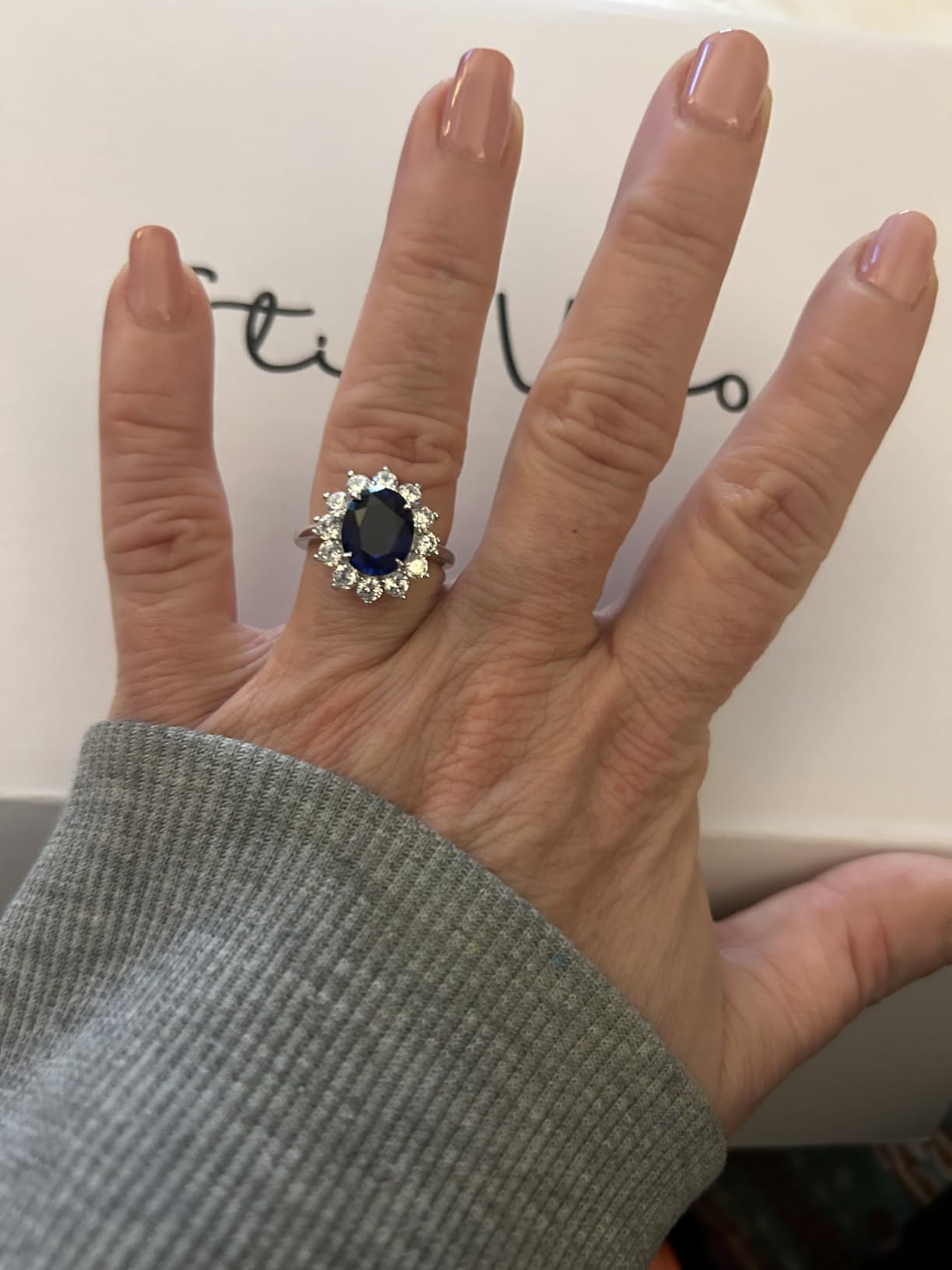 Princess Diana Ring, 3.7ct Lab Grown Blue Sapphire Ring for Women | 925 Sterling Silver, Tarnish Resistant Finish, Premium Gift Box with Certificate customer photo 2