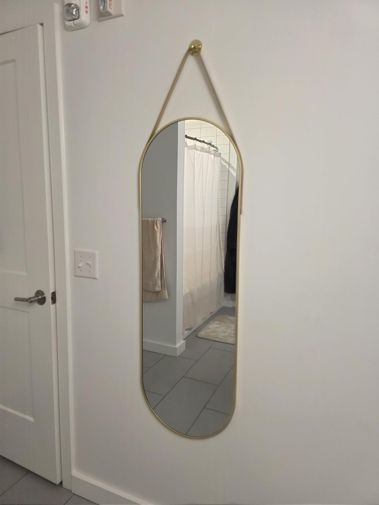90''x46'' Oversized Full Length Mirrors, Arched Floor Mirror with Stand, Full Body Large Oversized Standing Mirror/Leaning/Hanging Wall Mounted for Living Room, Bedroom, Black customer photo 1