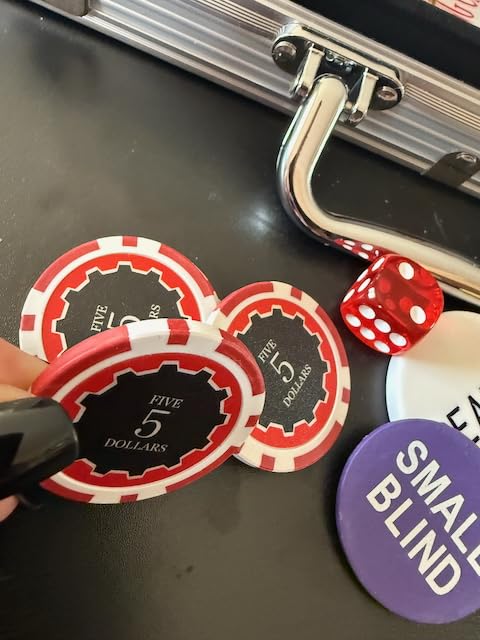 500PCS Chips Professional Poker Chip Set with Aluminum Case, 11.5 Gram Composite Clay Chips, 2 Decks of Cards, 5 Dice & Dealer Button - Perfect for Texas Hold'em, Blackjack, Casino Night customer photo 2