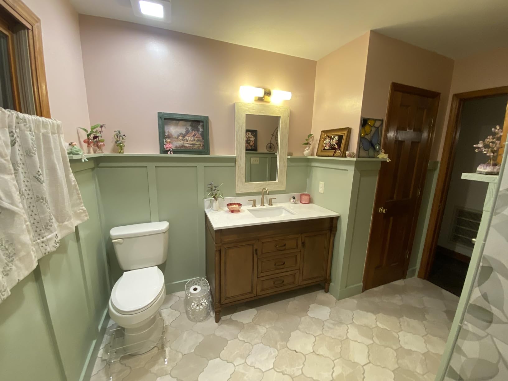 60 Inch Bathroom Vanity with Double Sink Combo, Light Walnut | Classic Cabinet with Countertop & Backsplash, Solid Wood Frame with Soft Closing Doors & 3 Dovetail Drawers, Ceramic Sink customer photo 1