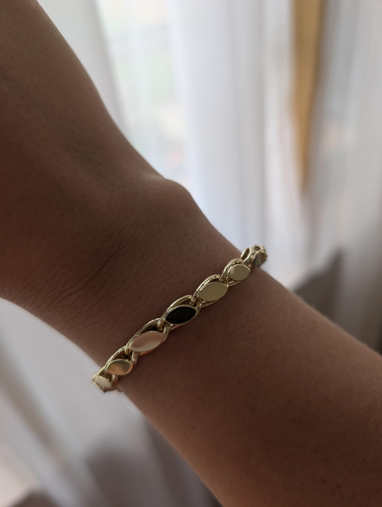 14K Gold Plated Laurel Link Bracelets for Women, 6mm Greek Goddess Inspired High Polish Chain Bracelet, Elevated Gift Jewelry customer photo 1