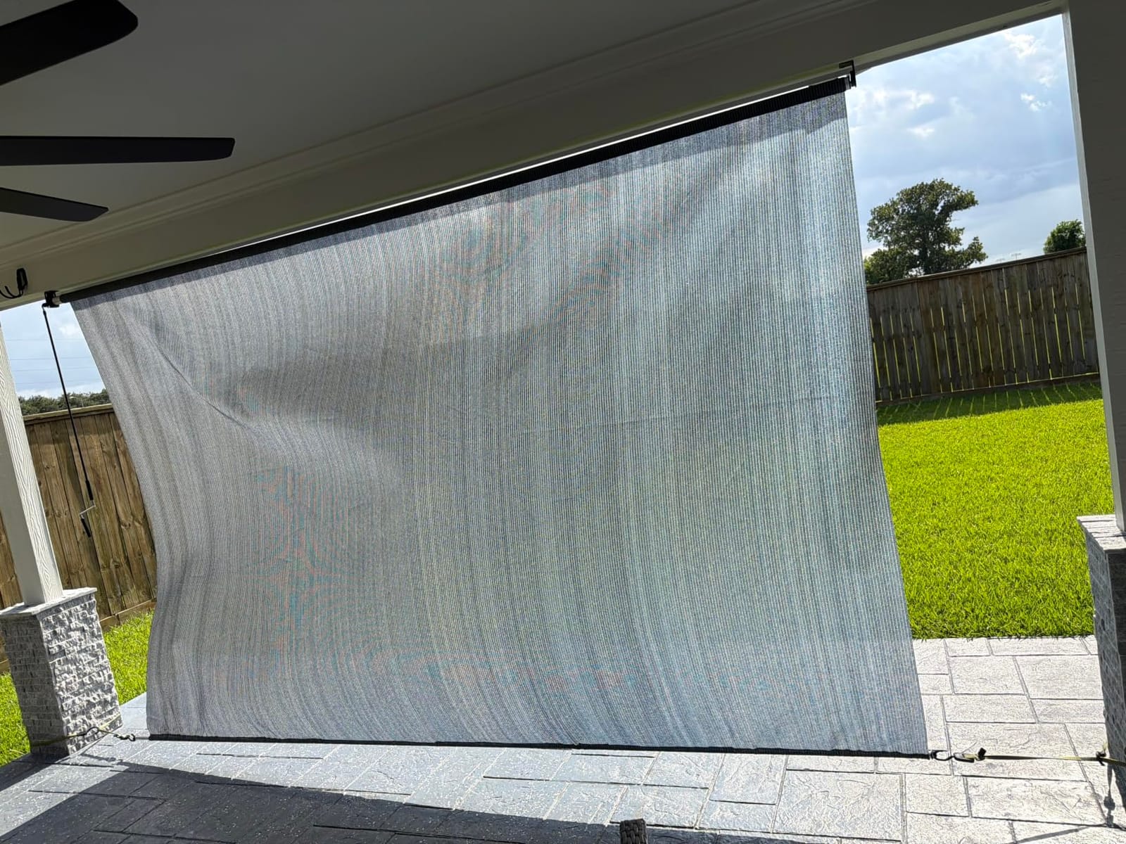 Amagenix Outdoor Roller Shades 8'(W) X 8'(H), Exterior Cordless Patio Shades Roll Up Outdoor Blinds with Spliced Poles Design, 90% UV Protection for Porch Gazebo Pergola, Black customer photo 2