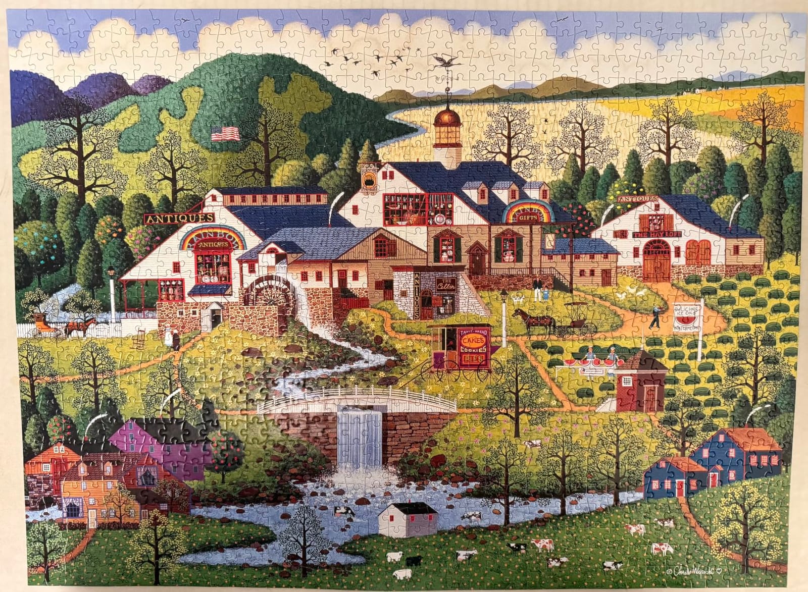 Buffalo Games - Charles Wysocki Rainbow's End - 1000 Piece Jigsaw Puzzle | Art by Charles Wysocki, Made in USA, Recycled Board, Finished Size 26.25 x 19.75 in, Full-Size Poster Included, Giftable customer photo 1