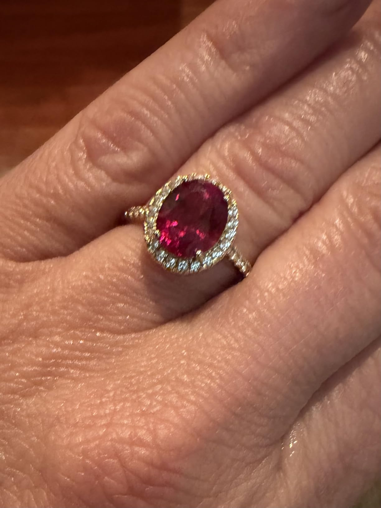 Certified 4CT Lab Grown Pigeon Blood Ruby Ring, 14K Gold Plated customer photo 1
