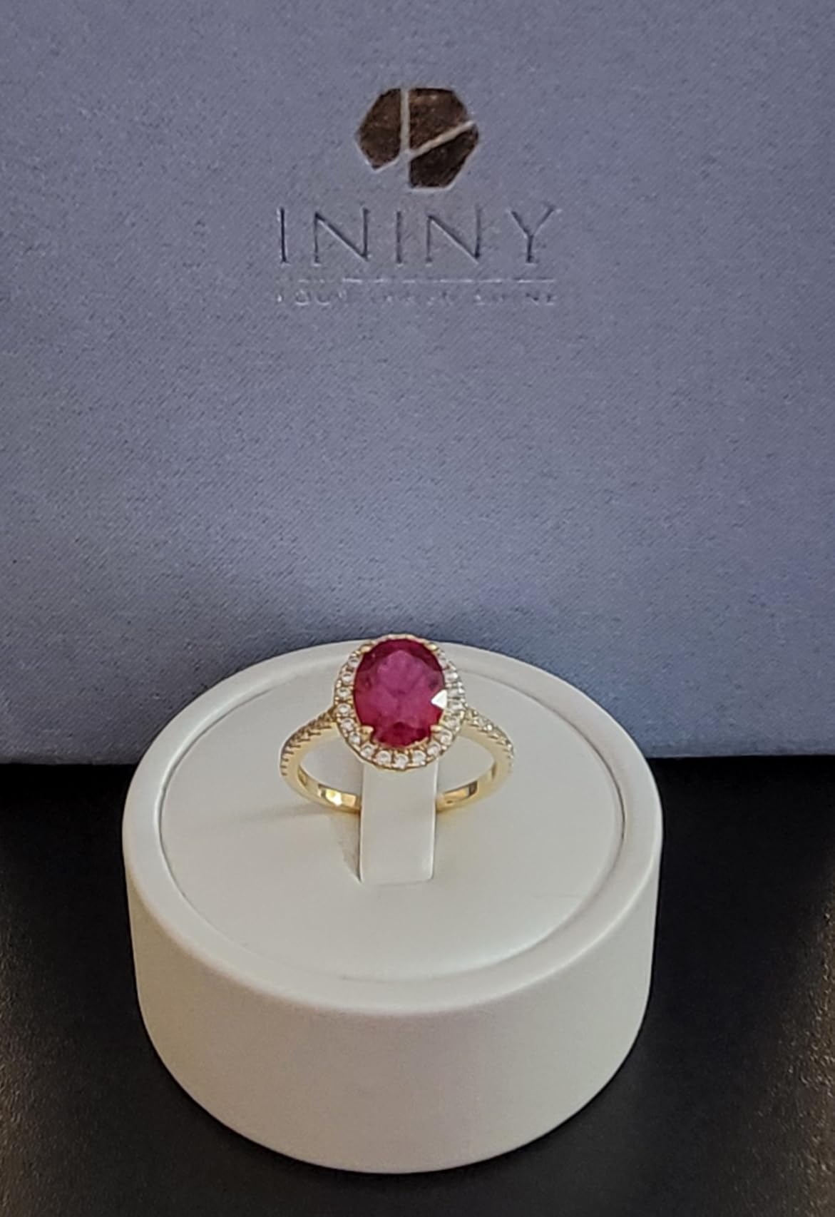 Certified 4CT Lab Grown Pigeon Blood Ruby Ring, 14K Gold Plated customer photo 2