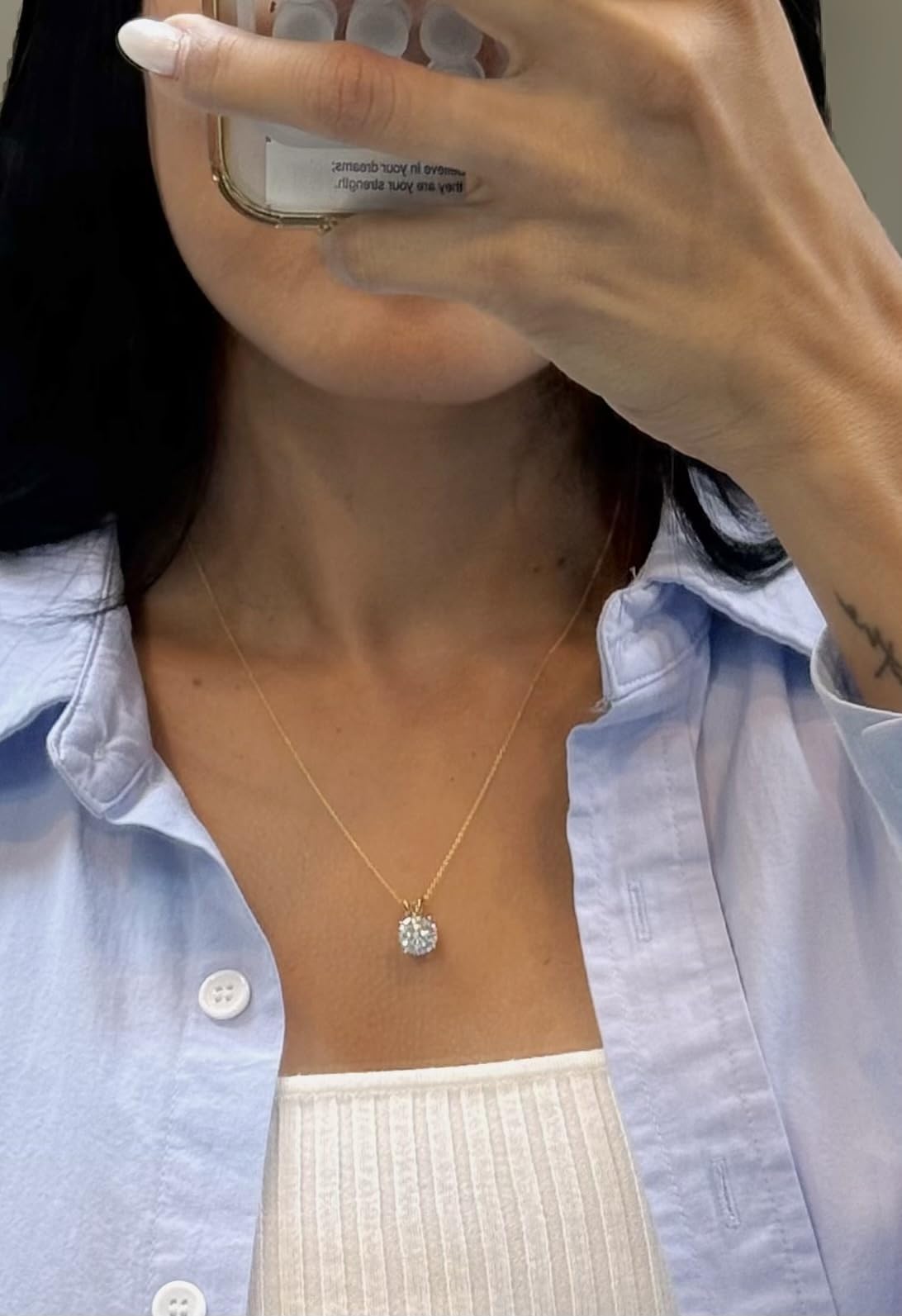 Privosa - Lab Grown Diamond Solitaire Pendant Necklace in 14K Gold customer photo 1