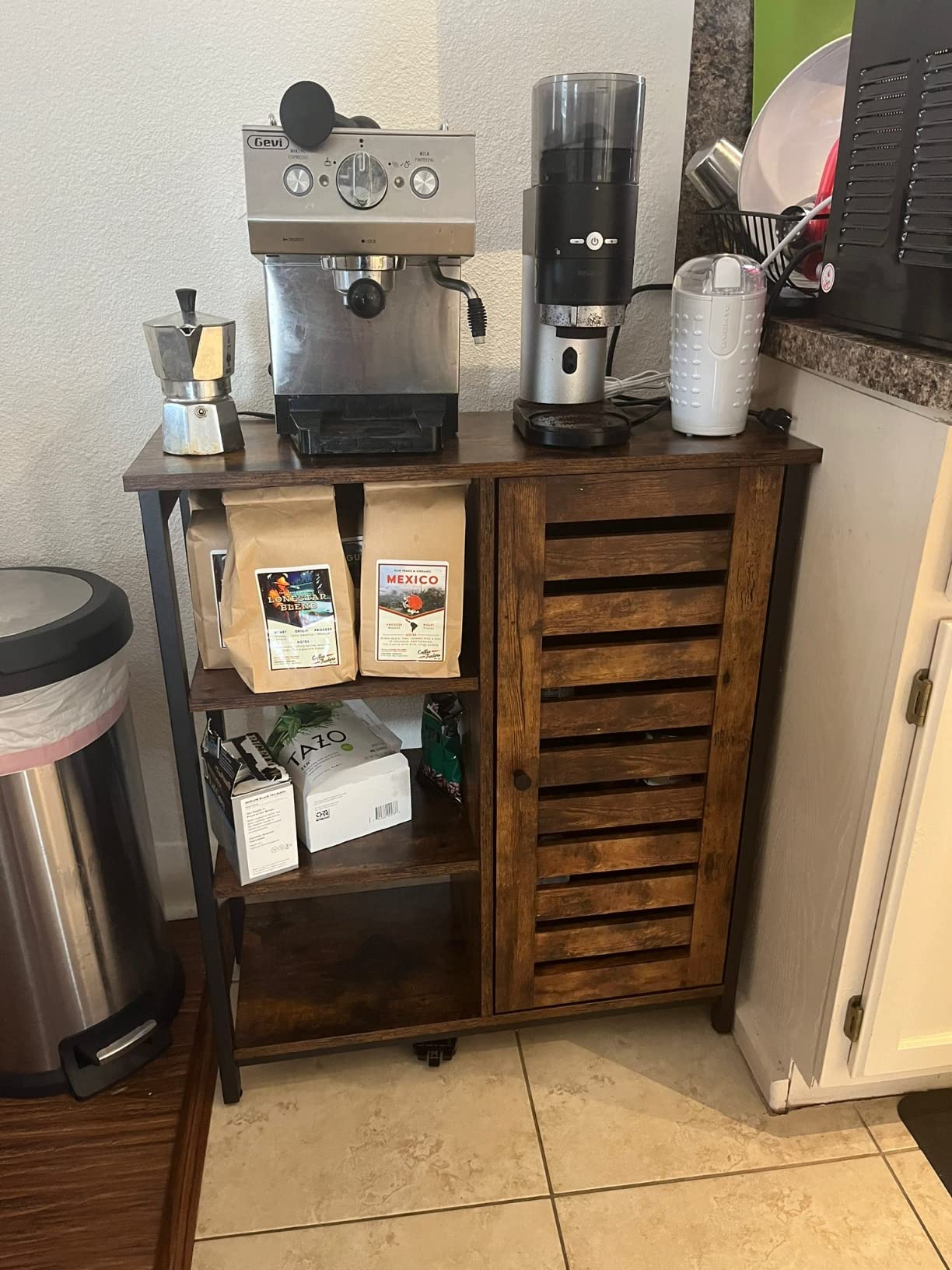 VASAGLE Buffet Cabinet, Sideboard, 4 Doors, 55.1 x 15.8 x 31.5 Inches | Farmhouse Coffee Bar Cabinet with 2 Drawers, Adjustable Shelves, Taupe Brown, SIREN Collection ULSC541TA01S customer photo 1