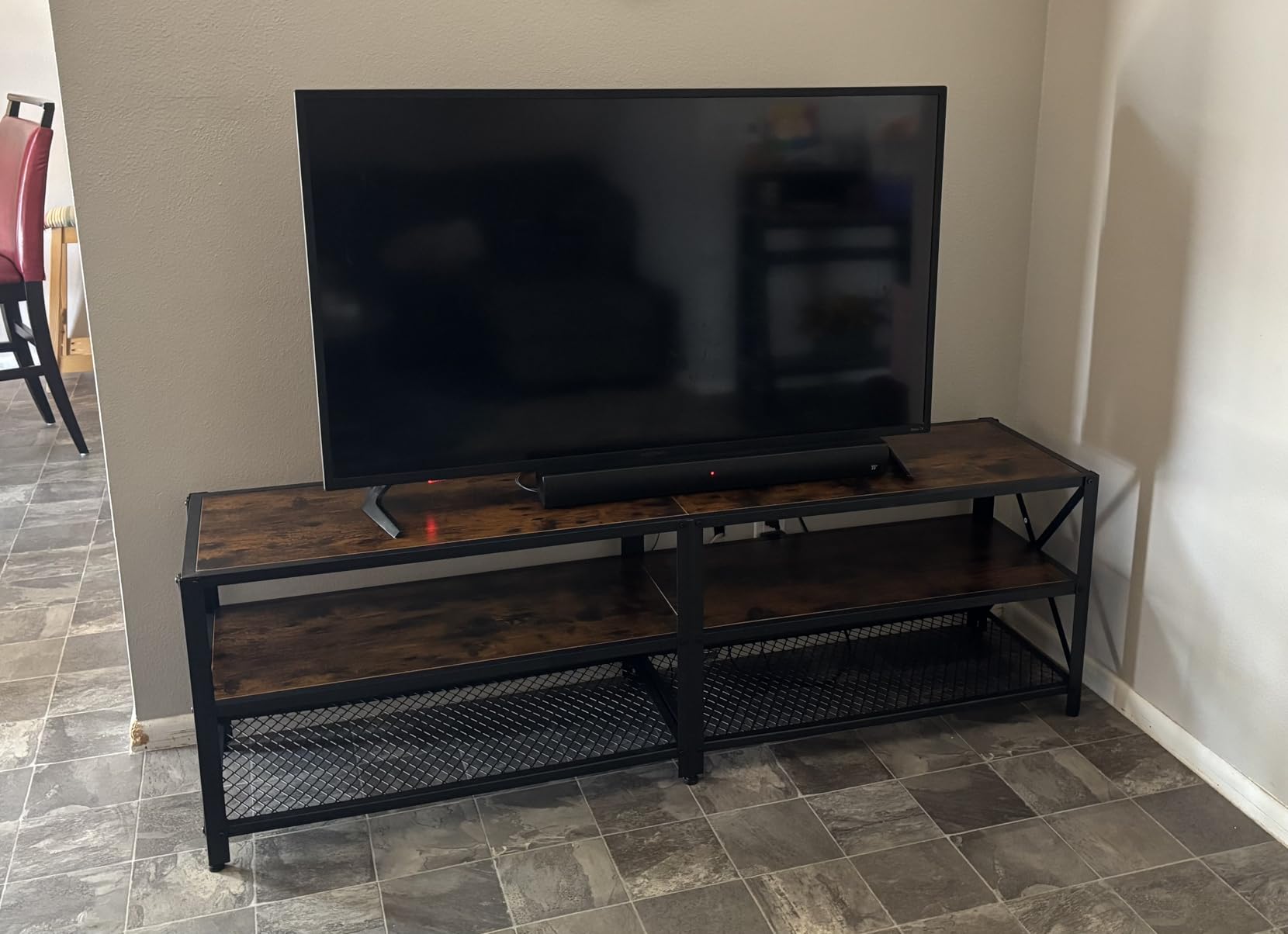 VASAGLE 58 Inch TV Stand, Mid Century Entertainment Center with Storage | Media Console for Living Room, TV table with Fluted Sliding Doors for 65'' TV, Sand Brown, MIRIANA Collection ULTV633K201 customer photo 1