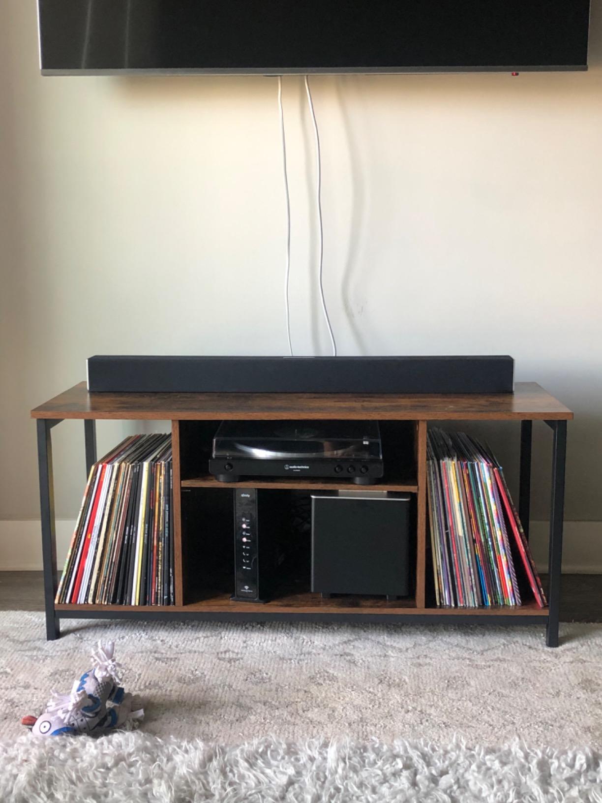 VASAGLE Tall Farmhouse TV Stand, Entertainment Center with Barn Doors, Storage Media Console Cabinet for Living Room, Bedroom, 58.3 x 15.7 x 31.9 Inch, Honey Brown, LIRY Collection ULTV031K101S customer photo 2