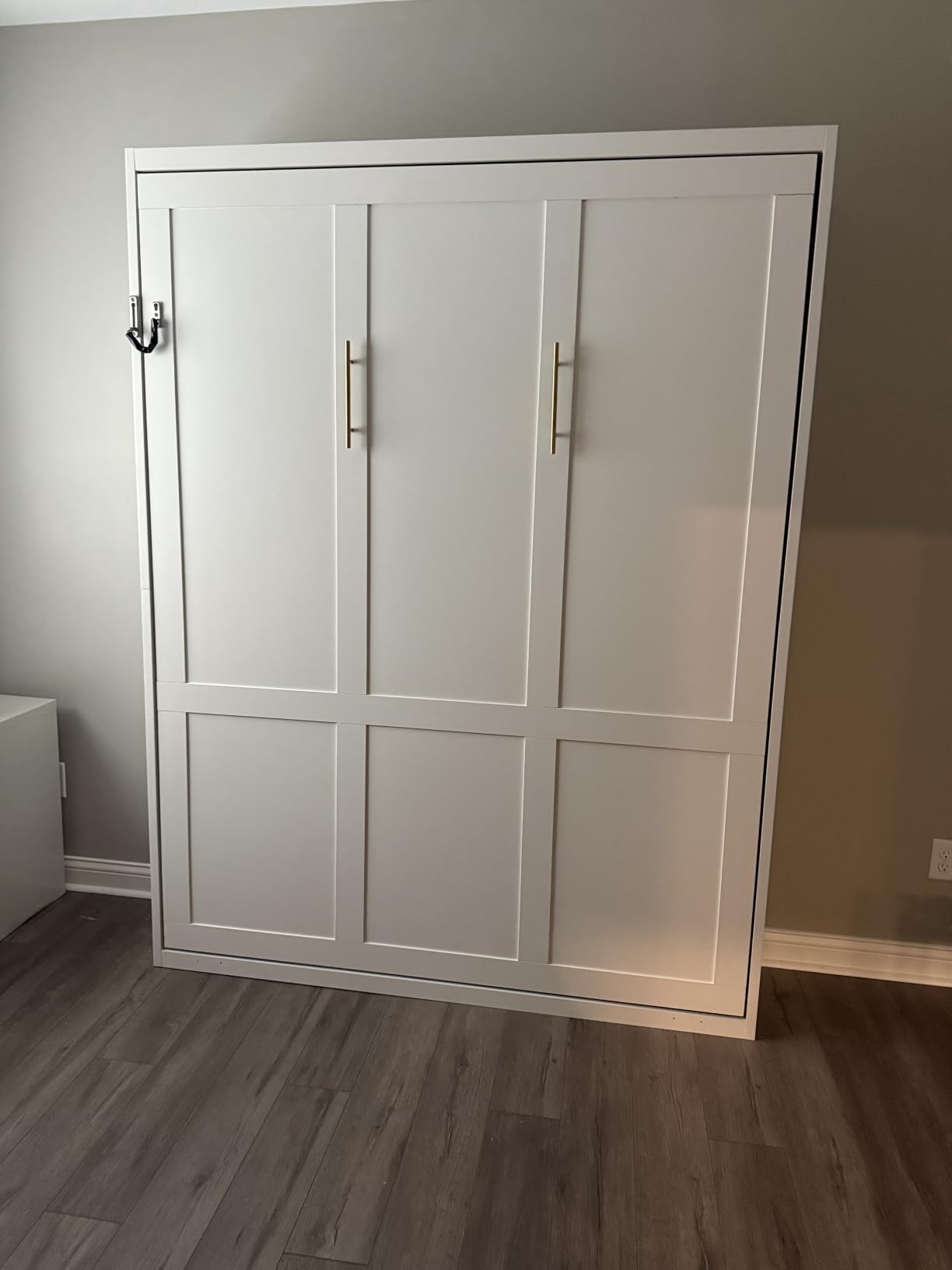 Queen Murphy Bed with Storage and Desk, Wall Bed with Side Cabinets | Automatic connected legs, hydraulic-assisted folding and 8-10