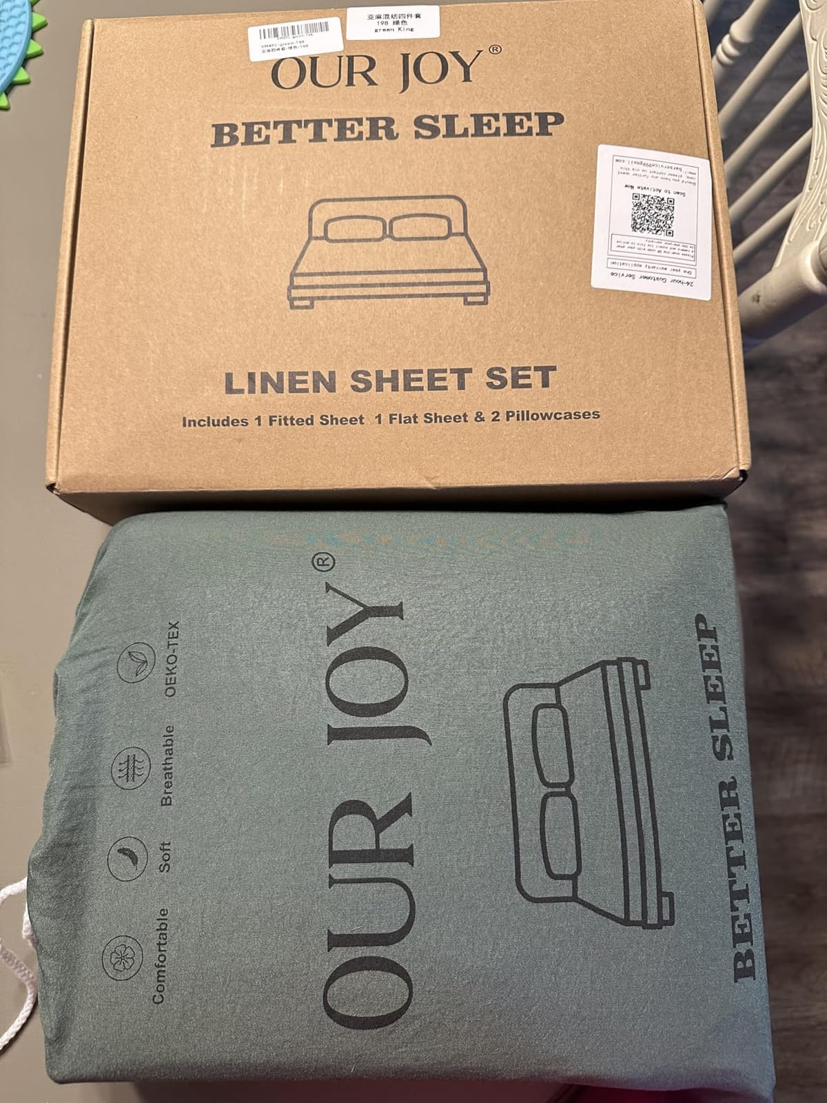 100% Pure Linen 4 Piece Sheet Set, Cooling and Breathable Flax Bed Sheets for Hot Sleepers, All Season Comfort, Anti-Tear and Durable Bedding, 18 Inch Deep Pocket(Natural Linen, King) customer photo 2