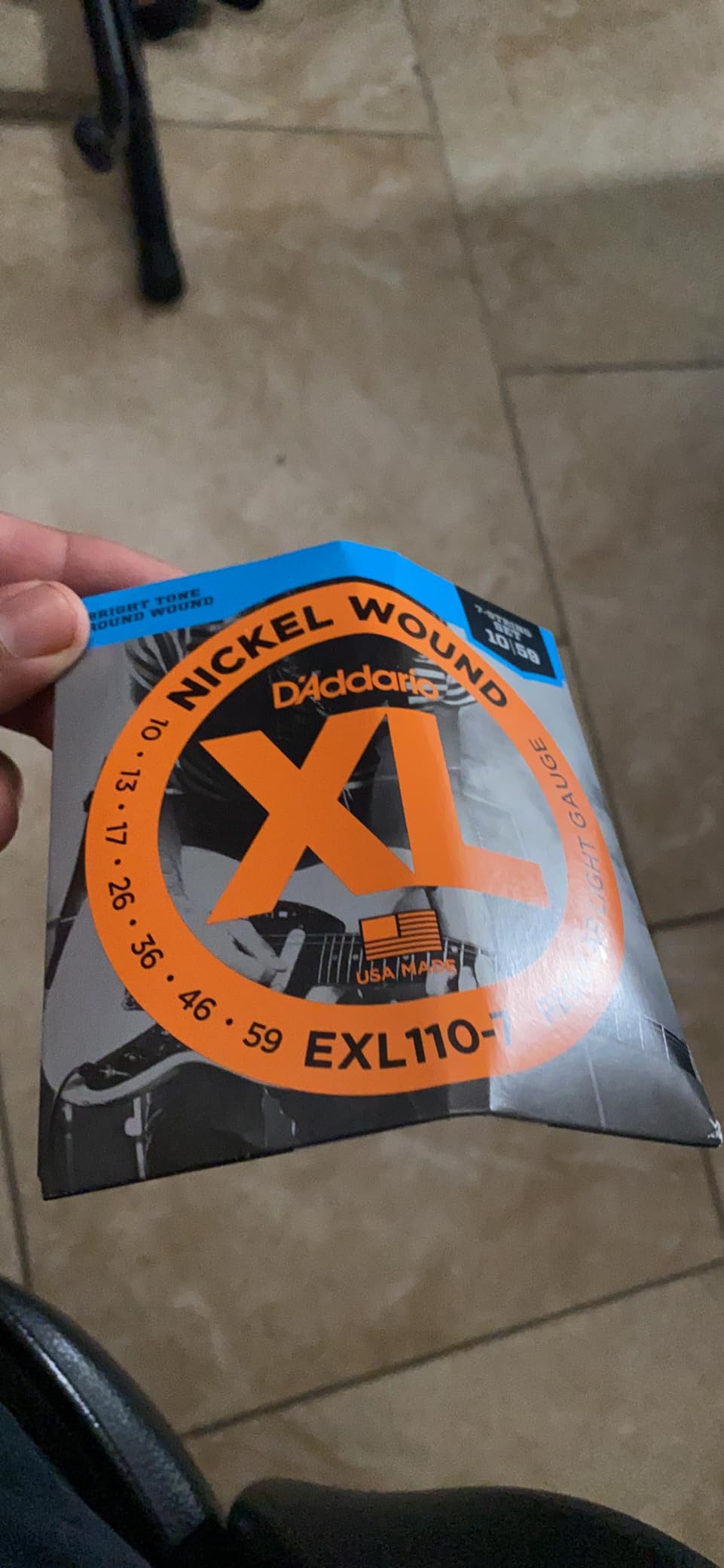 D'Addario XL Nickel EXL110-7 Electric Guitar Strings, 7-String 10-59 | Bright tone, accurate intonation customer photo 1