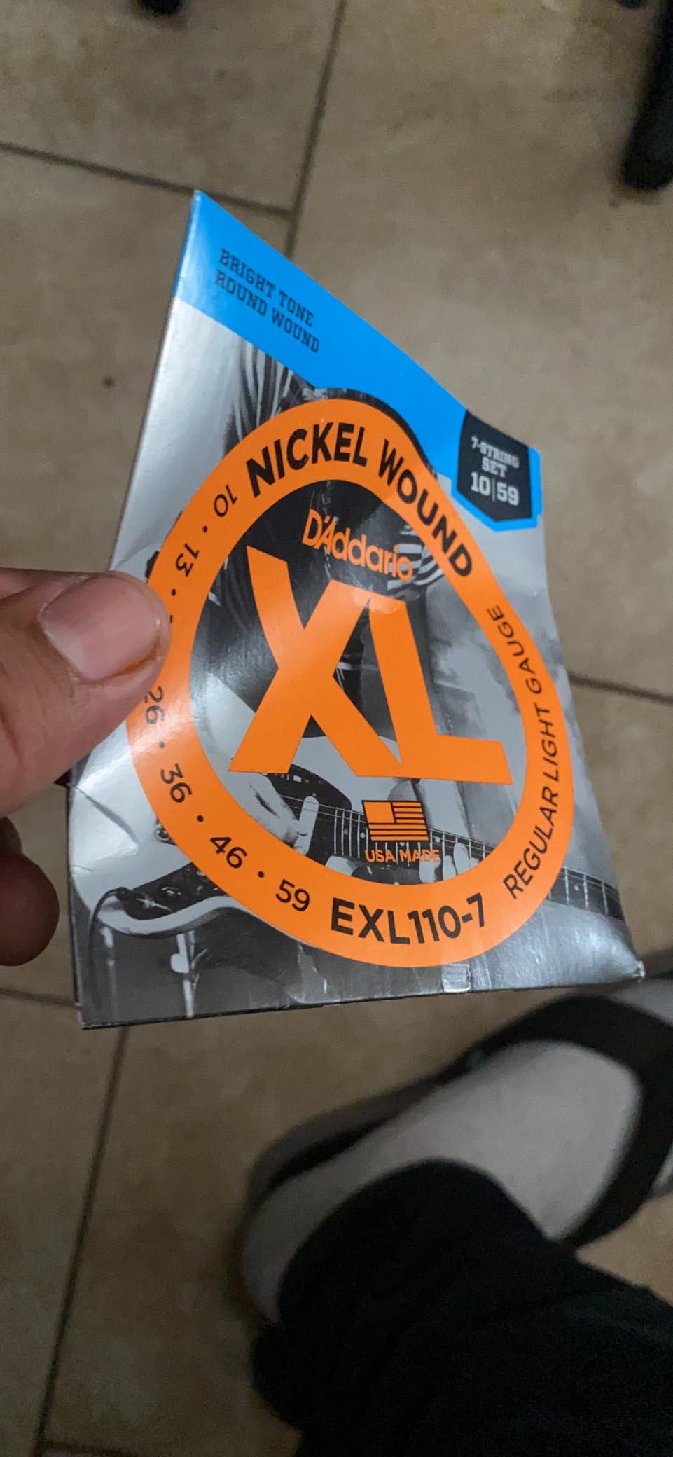 D'Addario XL Nickel EXL110-7 Electric Guitar Strings, 7-String 10-59 | Bright tone, accurate intonation customer photo 2