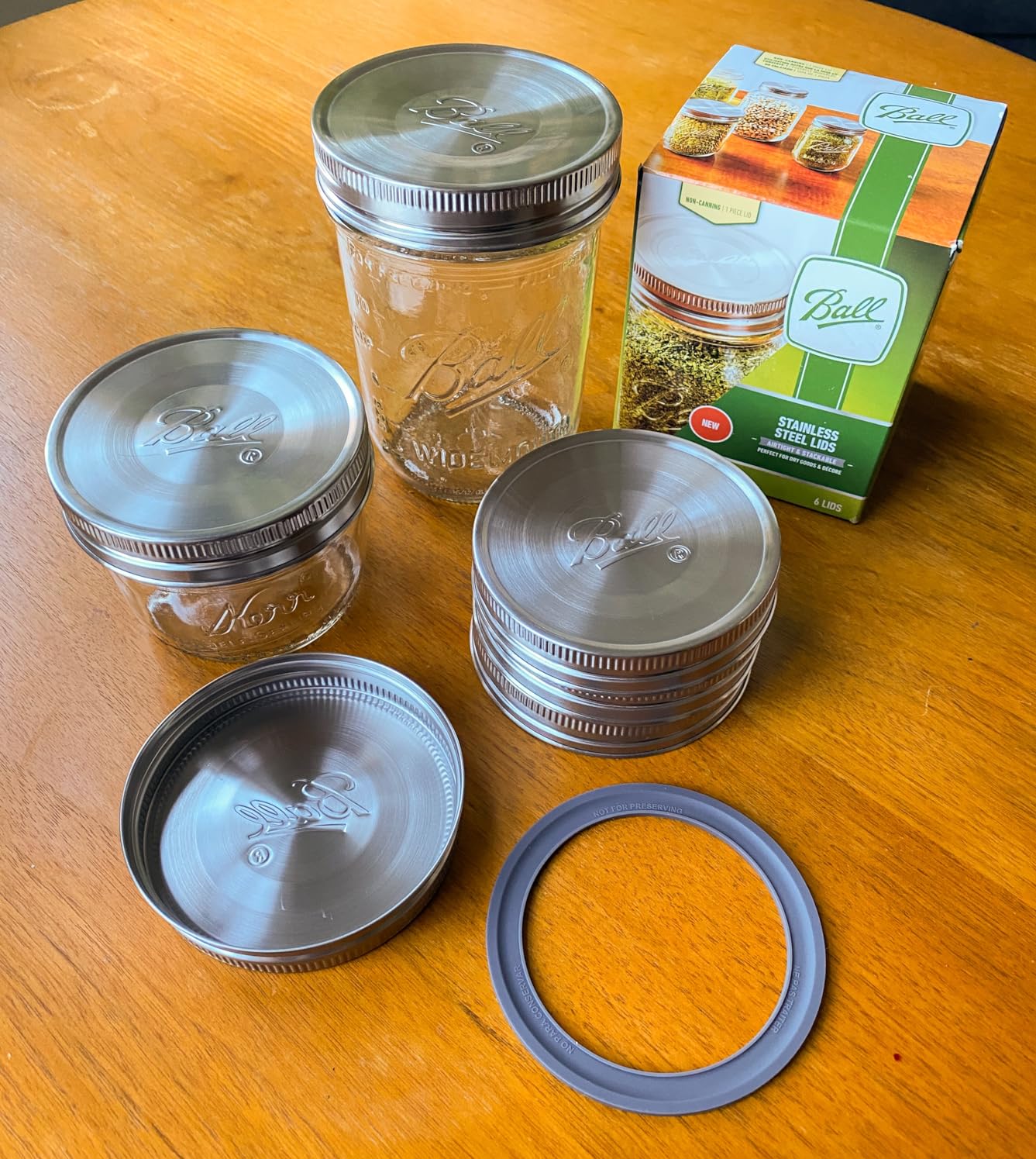 Ball Jar Stainless Steel One-Piece Mason Jar Lids, Wide Mouth, 2 boxes of 3 Lids (Total of 6) customer photo 2