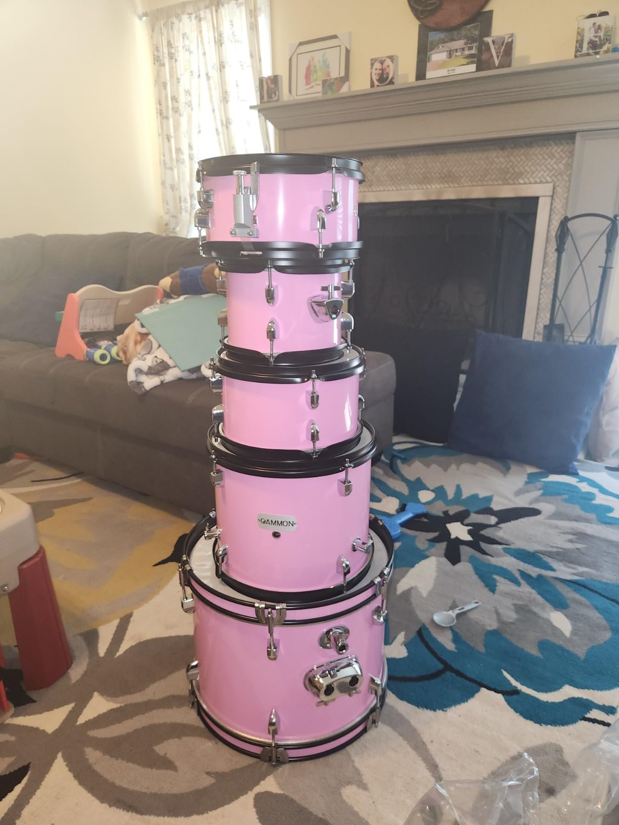 Gammon Percussion 5-Piece Kids Drum Set, Complete Junior Drum Kit with Cymbals, Hardware, Sticks, & Throne - Black customer photo 1