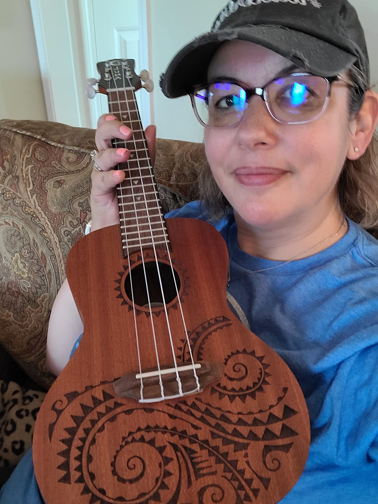 Luna Tattoo Concert Mahogany Ukulele with Gig Bag, Satin Natural customer photo 2