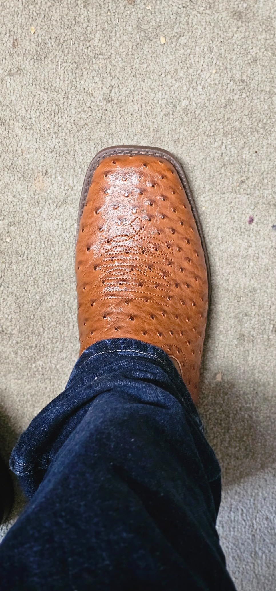 ROPER Mens Bumps Ostrich Square Toe Casual Boots Mid Calf - Brown, White customer photo 1