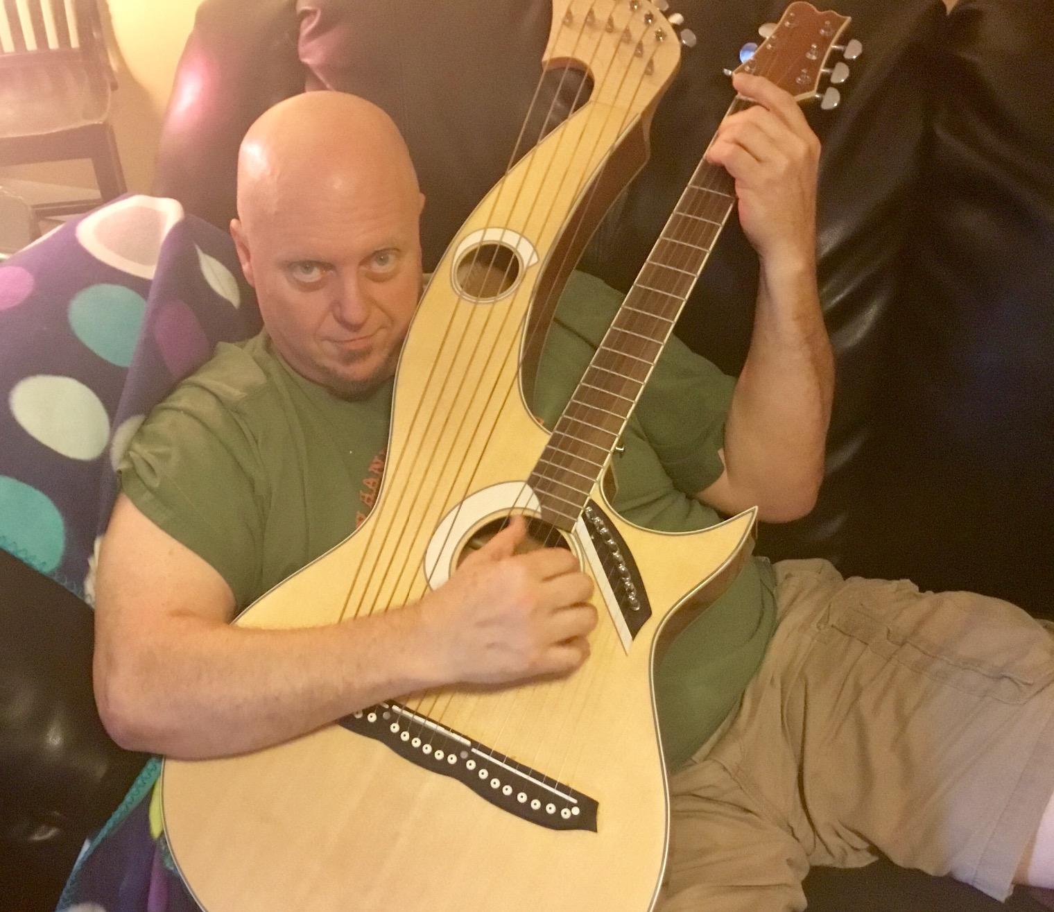 Ktone Harp Guitar, Acoustic Electric Double Neck Guitar with Padded Gig Bag customer photo 2