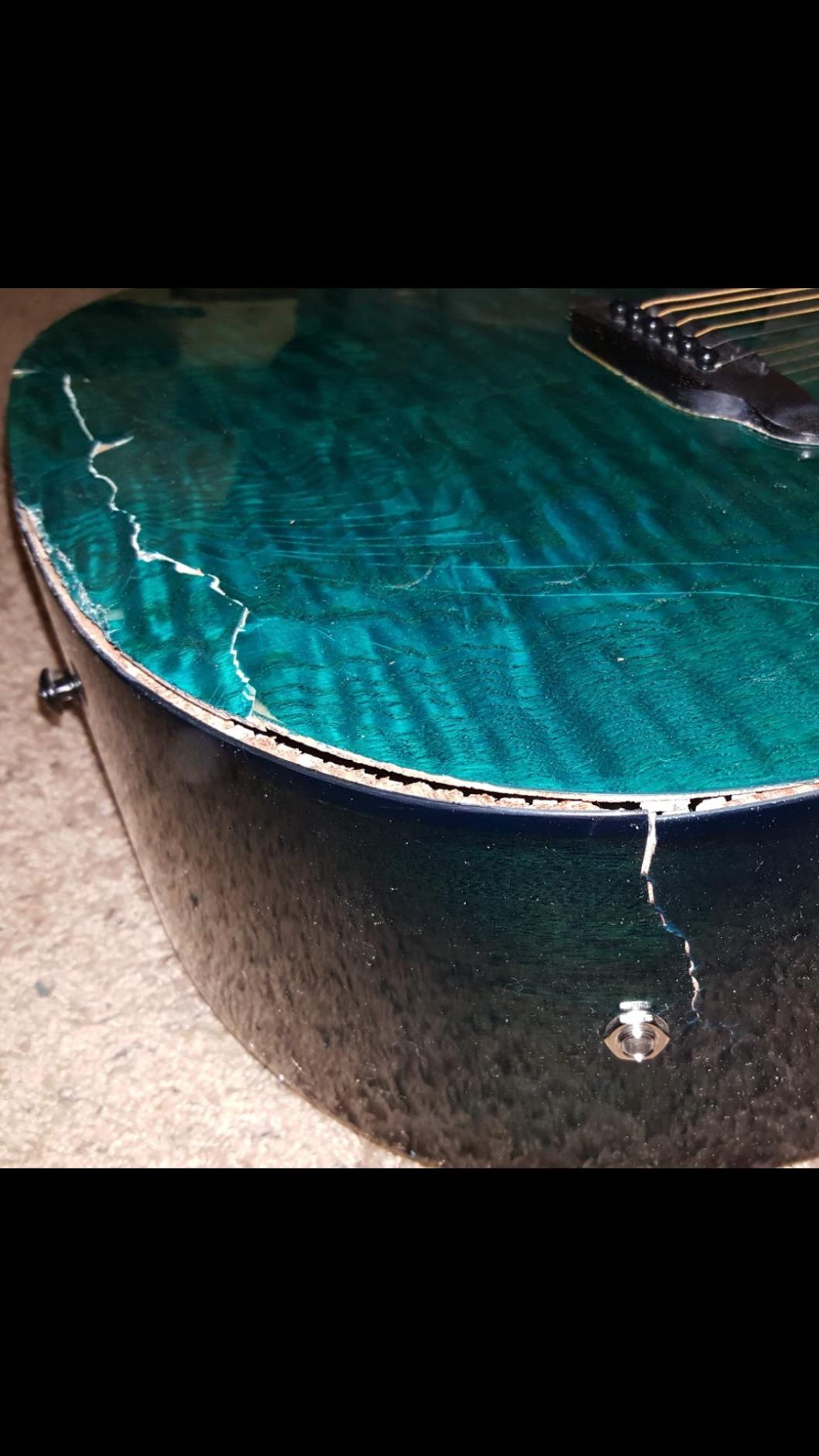 Luna Gypsy Quilt Top Acoustic/Electric Guitar, Teal customer photo 2