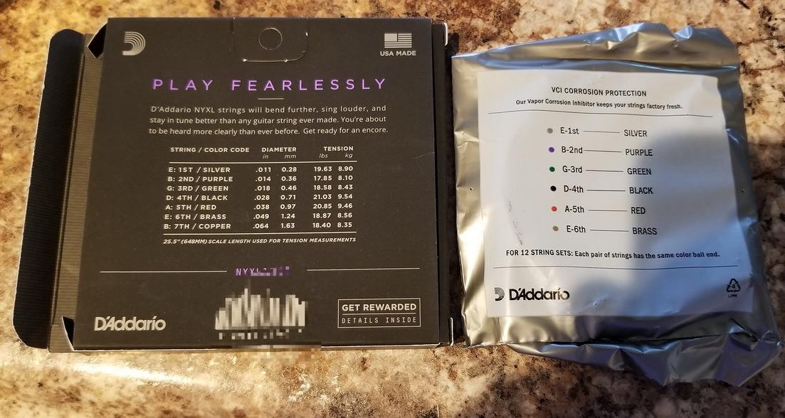 D'Addario NYXL1164 Electric Guitar Strings, 7-String 11-64 | Enhanced tuning stability and bright tone customer photo 1
