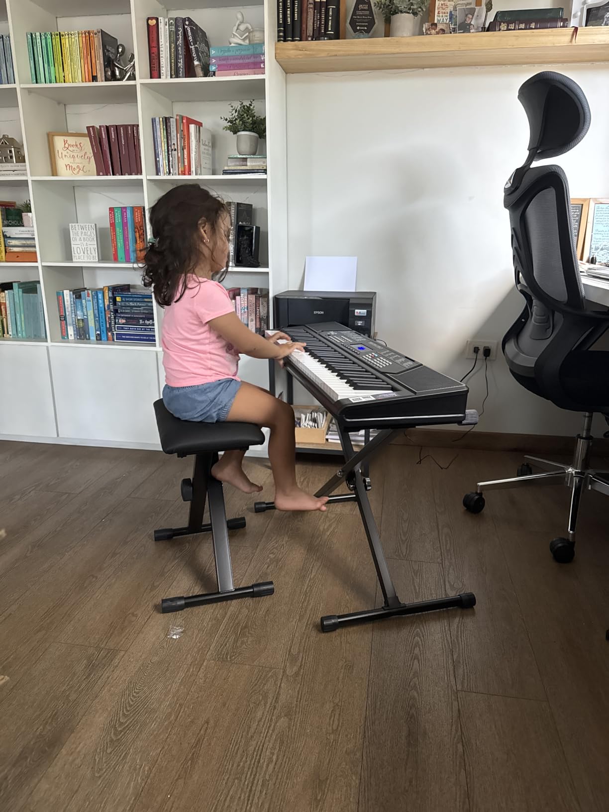 RockJam RJ561 61 Key Keyboard Piano Kit with Stand, Stool & Headphones | Beginner electric keyboard piano set with 100 rhythms, 50 tones, note stickers and lessons for kids and adults customer photo 1