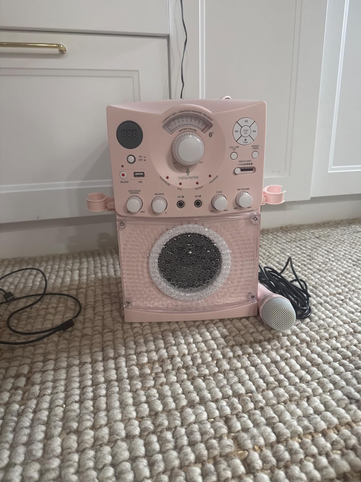 Singing Machine Portable Karaoke Machine for Adults & Kids with Wired Microphone - Built-In Speaker, Bluetooth with LED Disco Lights, Karaoke System with CD+G Player & USB Connectivity customer photo 2