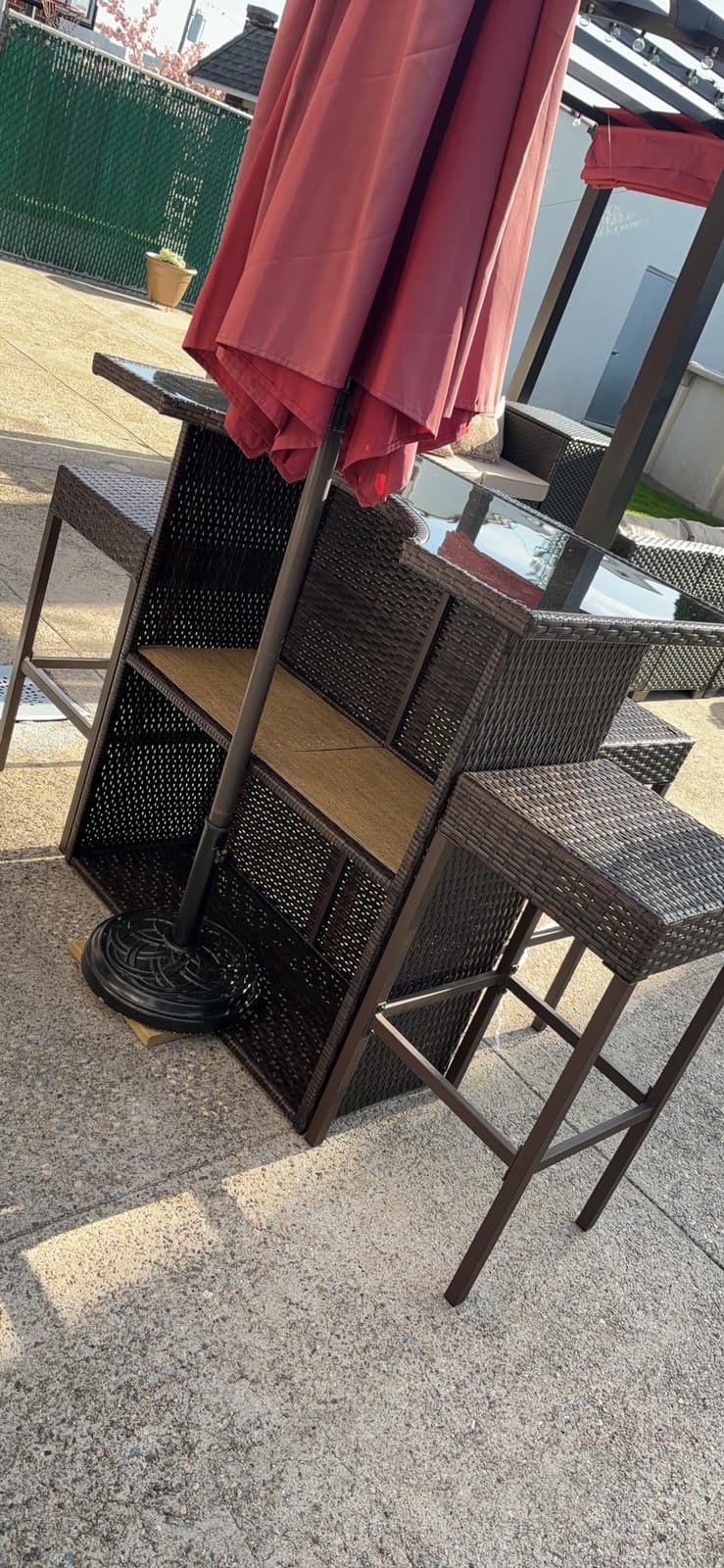 Outsunny 5 Piece Wicker Outdoor Bar Set High Top Table Chairs Dark Brown customer photo 1