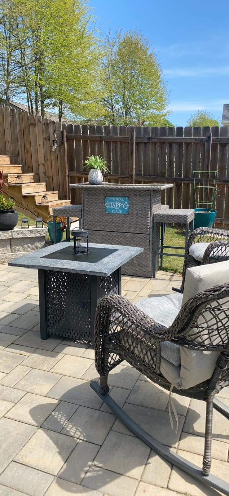 Outsunny 5 Piece Wicker Outdoor Bar Set High Top Table Chairs Dark Brown customer photo 2