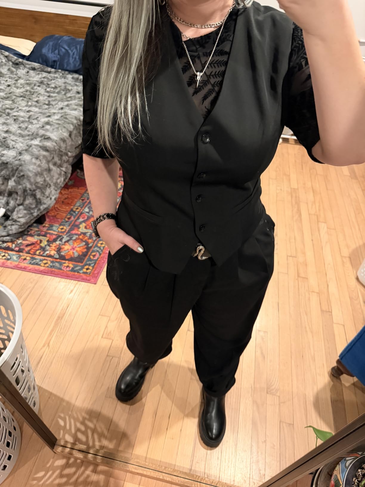 V VOCNI Women's Fully Lined 4 Button Dressy Suit Vest Waistcoat customer photo 1