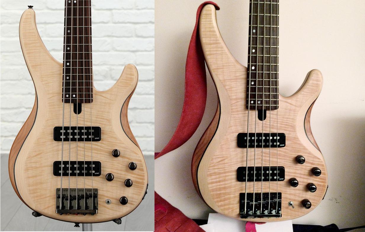 Yamaha TRBX605 5-String Flamed Maple Bass Guitar, Matte Amber customer photo 2