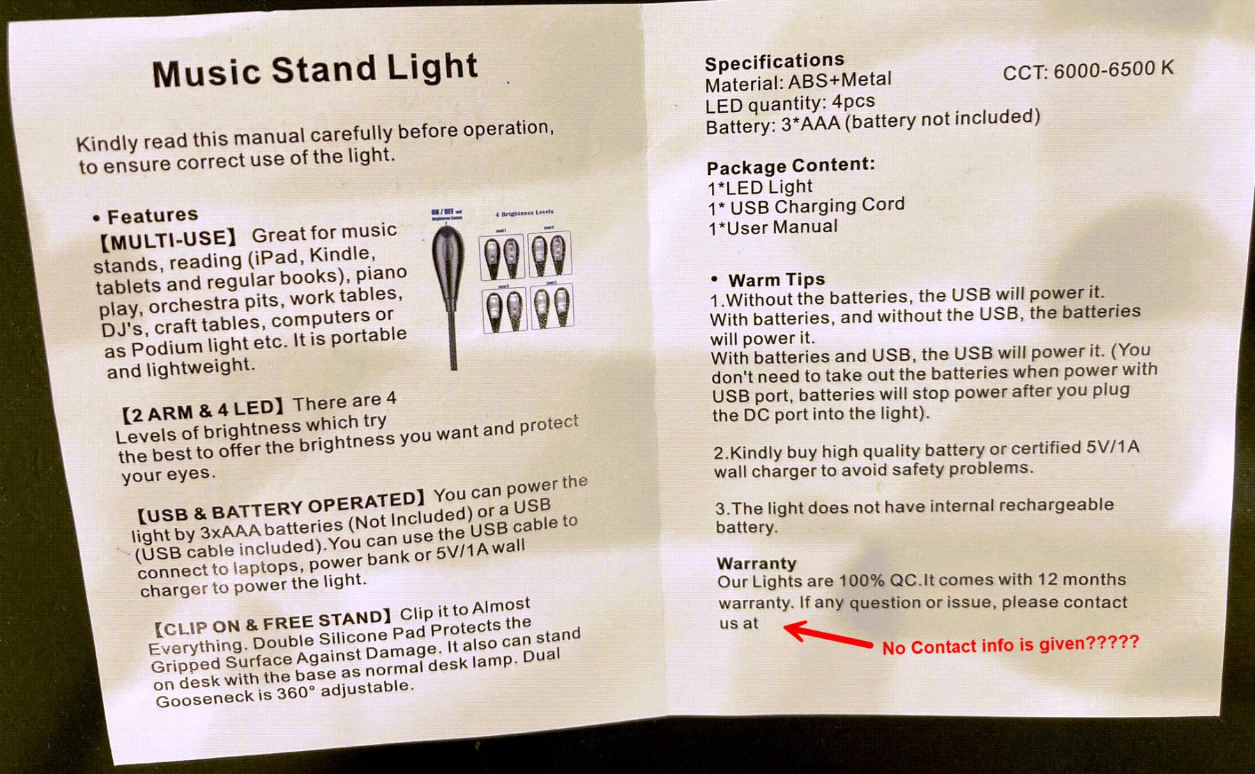 Music Stand Light, 1/2/4/10 Pack Clip on LED Book Lights, USB and AAA Battery Operated, Reading Lamp in Bed, 4 Brightness Levels, Ideal for Musician, Piano Player, Sheet Music, Travel (Dual Arm) customer photo 2