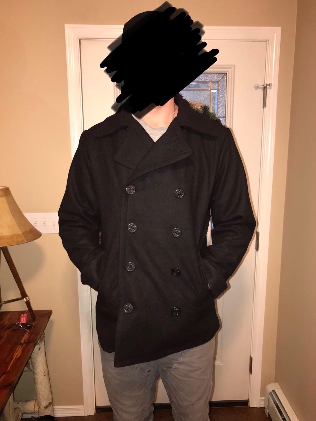 Alpine Swiss Mason Mens Wool Blend Pea Coat Classic Double Breasted Winter Coat Warm Peacoat Jacket Professional Overcoat customer photo 1