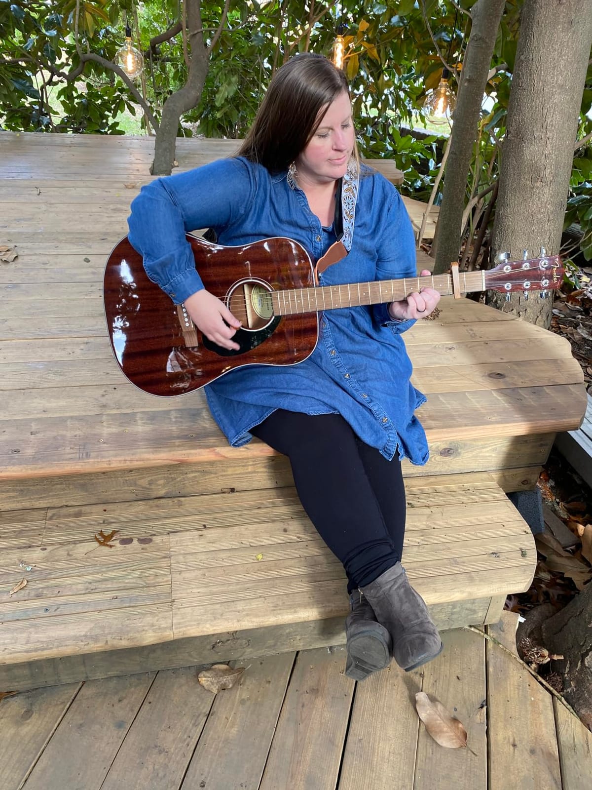 Fender CD-60S Dreadnought Acoustic Guitar, with 2-Year Warranty, Black | Solid spruce top, mahogany back and sides, scalloped bracing, 2-year warranty, full-size, beginner-friendly, rich warm tone customer photo 2