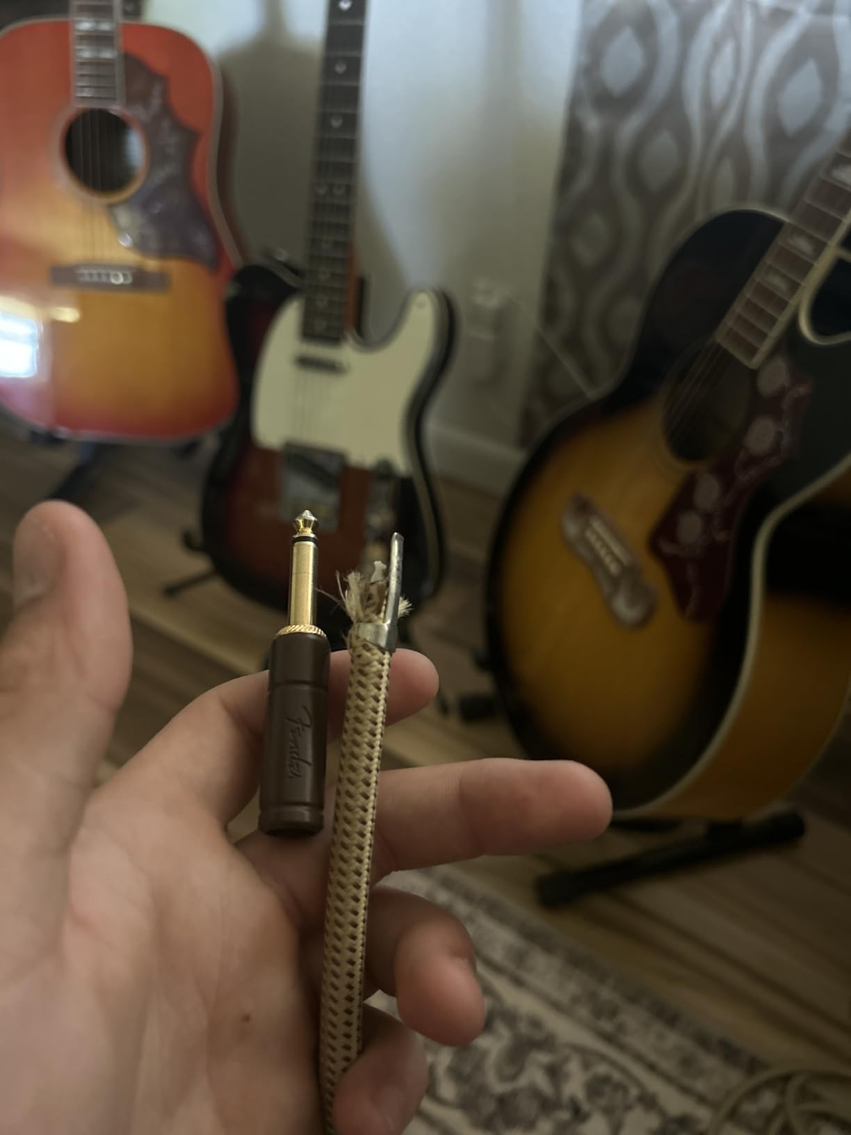 Fender Deluxe Series Instrument Cable, Straight/Angle, Tweed, 15ft customer photo 1