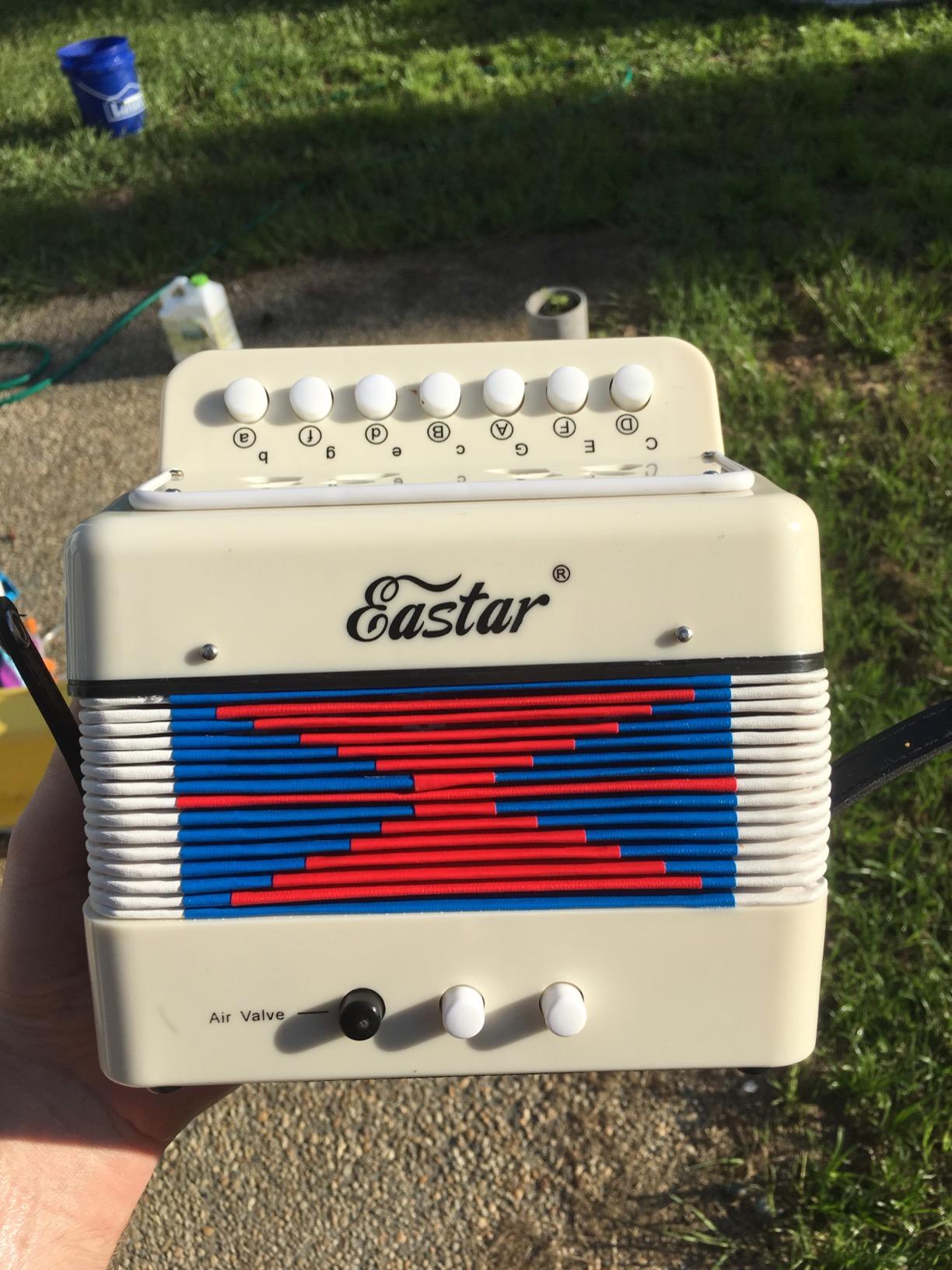 Eastar Kids Accordion Toy Accordion Mini Musical Instruments 10 Keys Button for Children Kids Toddlers Beginners (White) customer photo 1