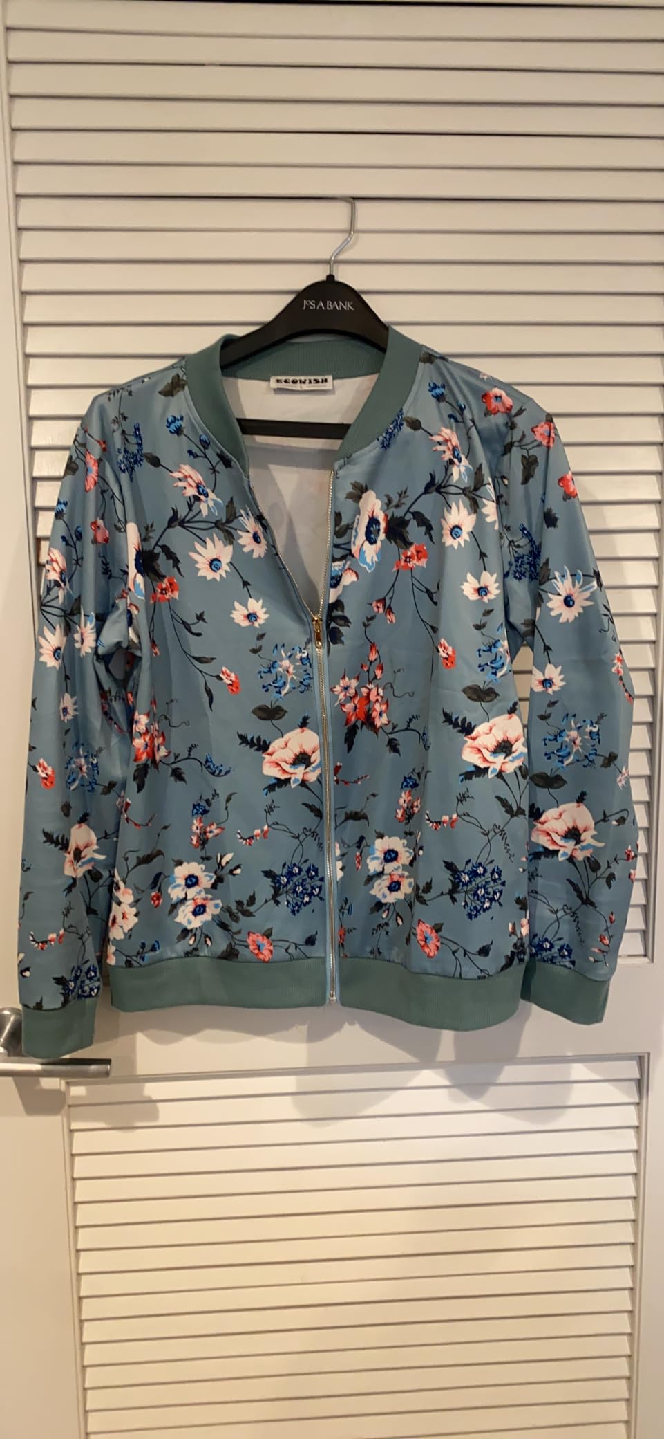 ECOWISH Women's Casual Floral Zip Up Bomber Jacket Lightweight Coat Short No Lining Quilted Outwear Tops Pocket Thin Outfit customer photo 2
