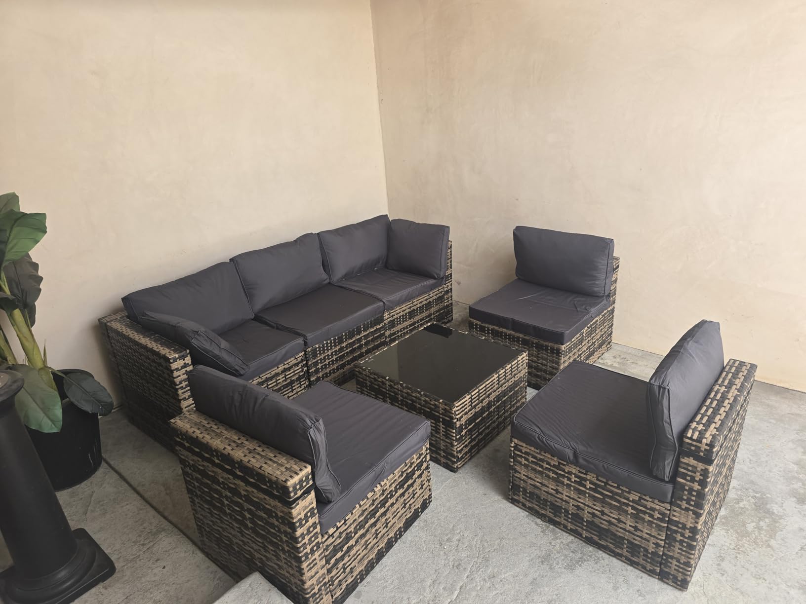 Pamapic 7 Pieces Outdoor Sectional Furniture，Wicker Patio sectional Furniture Sets，All-Weather Rattan Sectional Sofa Conversation Set with Coffee Table and Washable Couch Cushions Covers customer photo 2