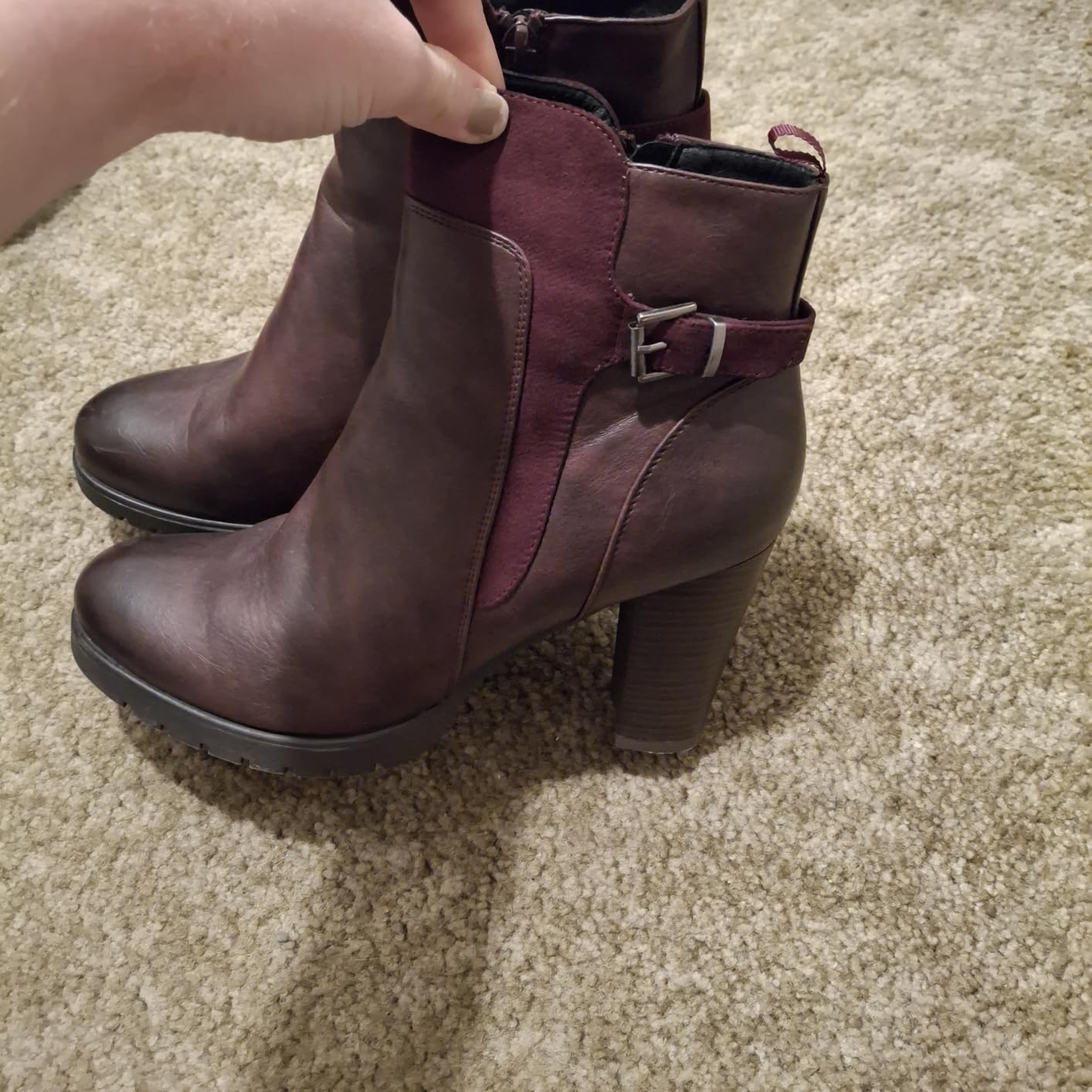 mysoft Women's Ankle Boots Side Zip Chunky Stacked Heel Booties with Wide customer photo 2