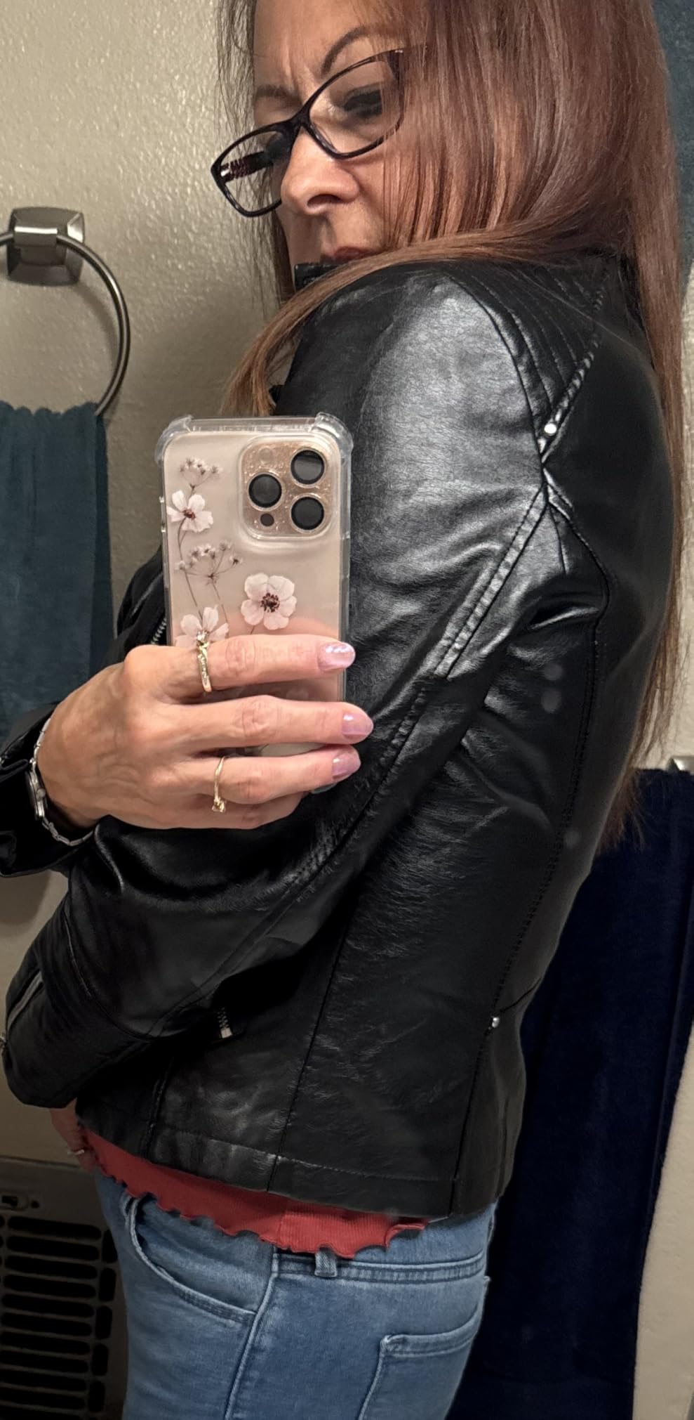 Fahsyee Faux Leather Jacket for Women, Vegan Jackets Moto Biker Motocycle Coat customer photo 1