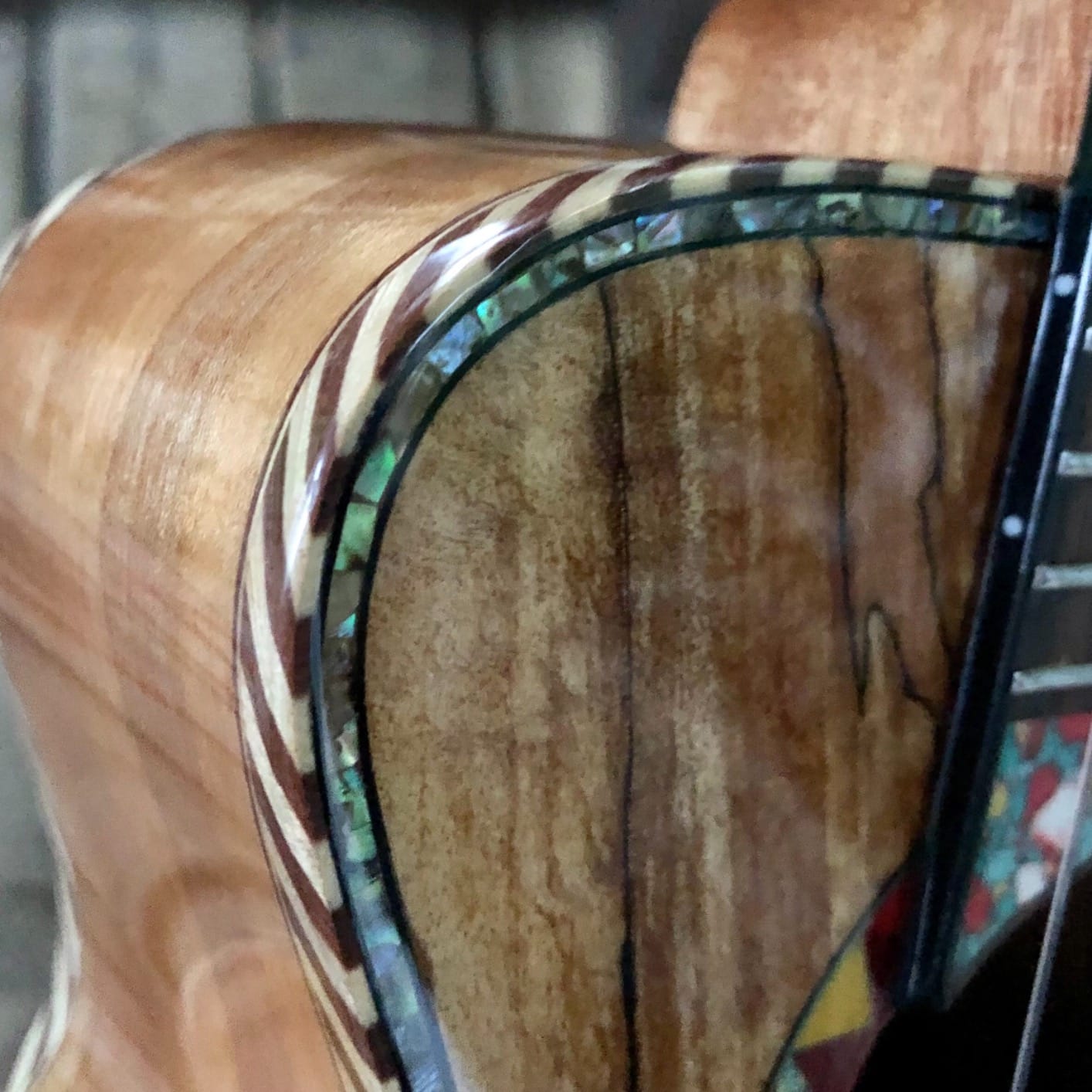 Concert Ukulele 23 inch UKS-2, 4 Strings Ukeleles For Beginners, Sapele Hawaiian Ukele with Ukulele Case and Ukele String Set (Spalted Maple Glossy) customer photo 1