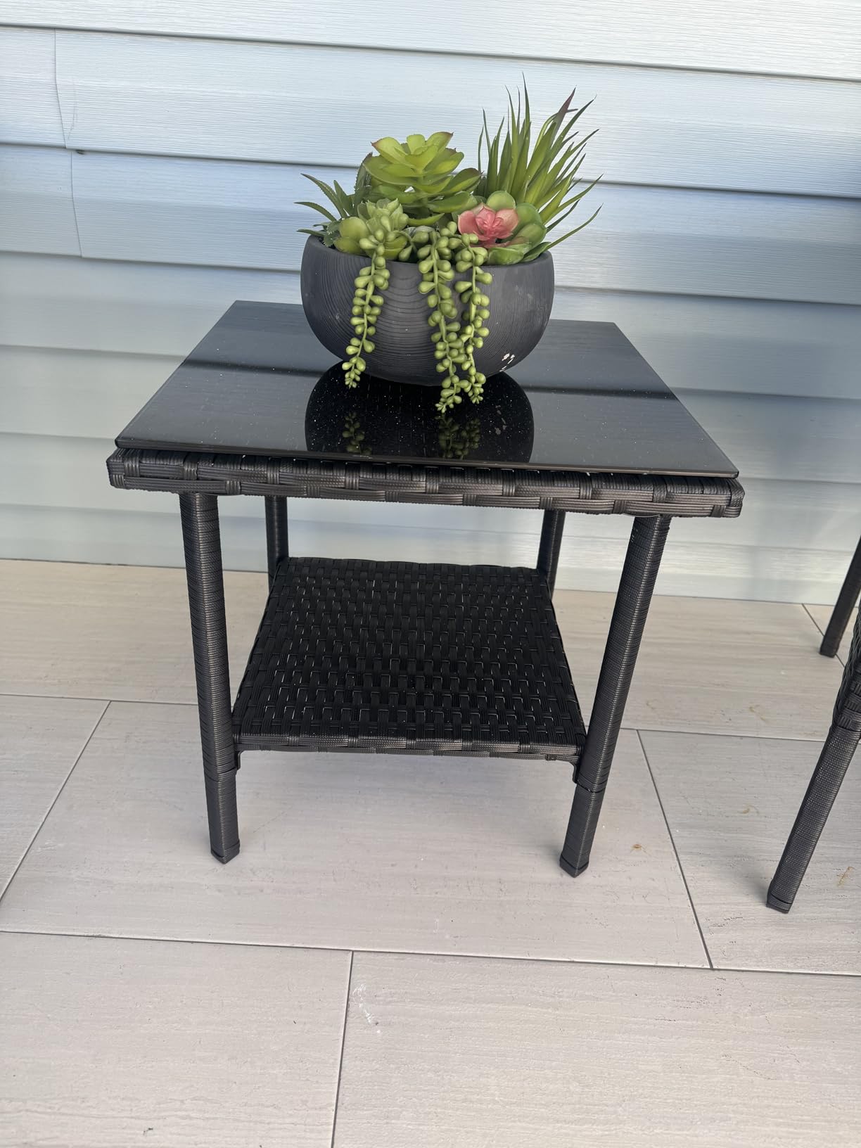 FDW 3-Piece Patio Furniture Set | Black & Beige | Outdoor Wicker Furniture customer photo 2