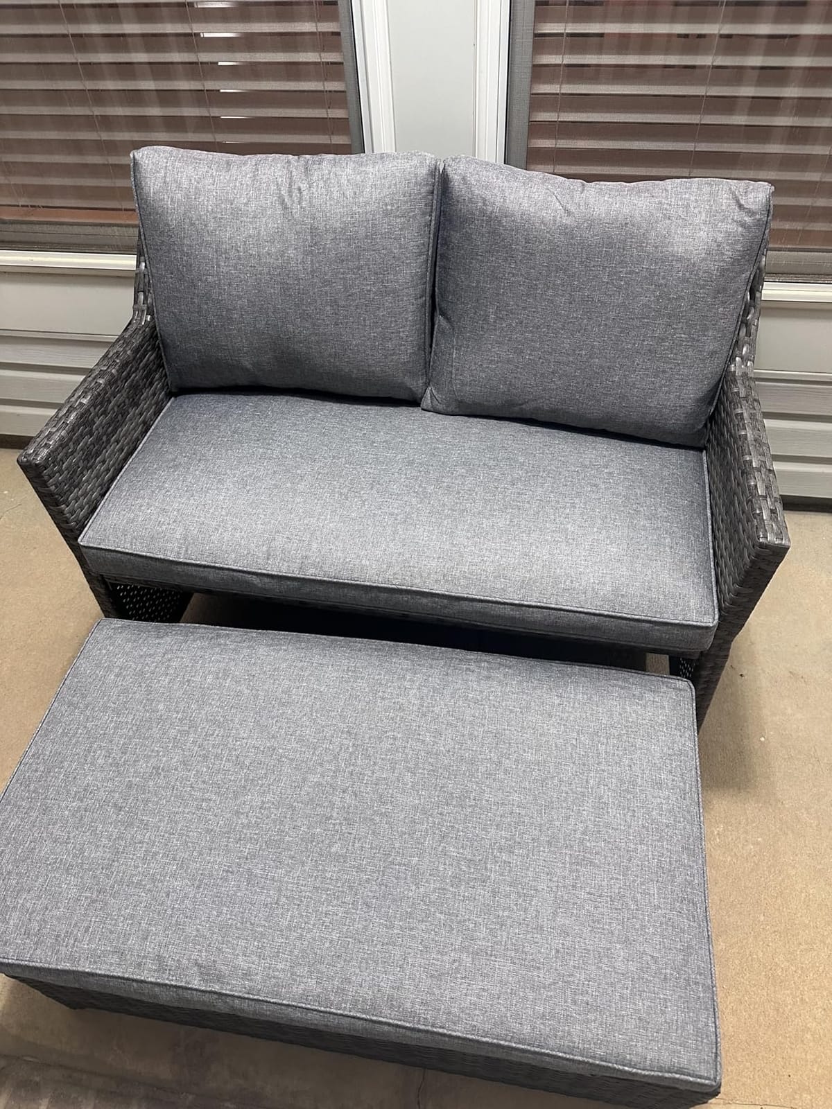 OC Orange-Casual Wicker Patio Loveseat w/Storage Ottoman, 2 Pcs, Navy Blue customer photo 1