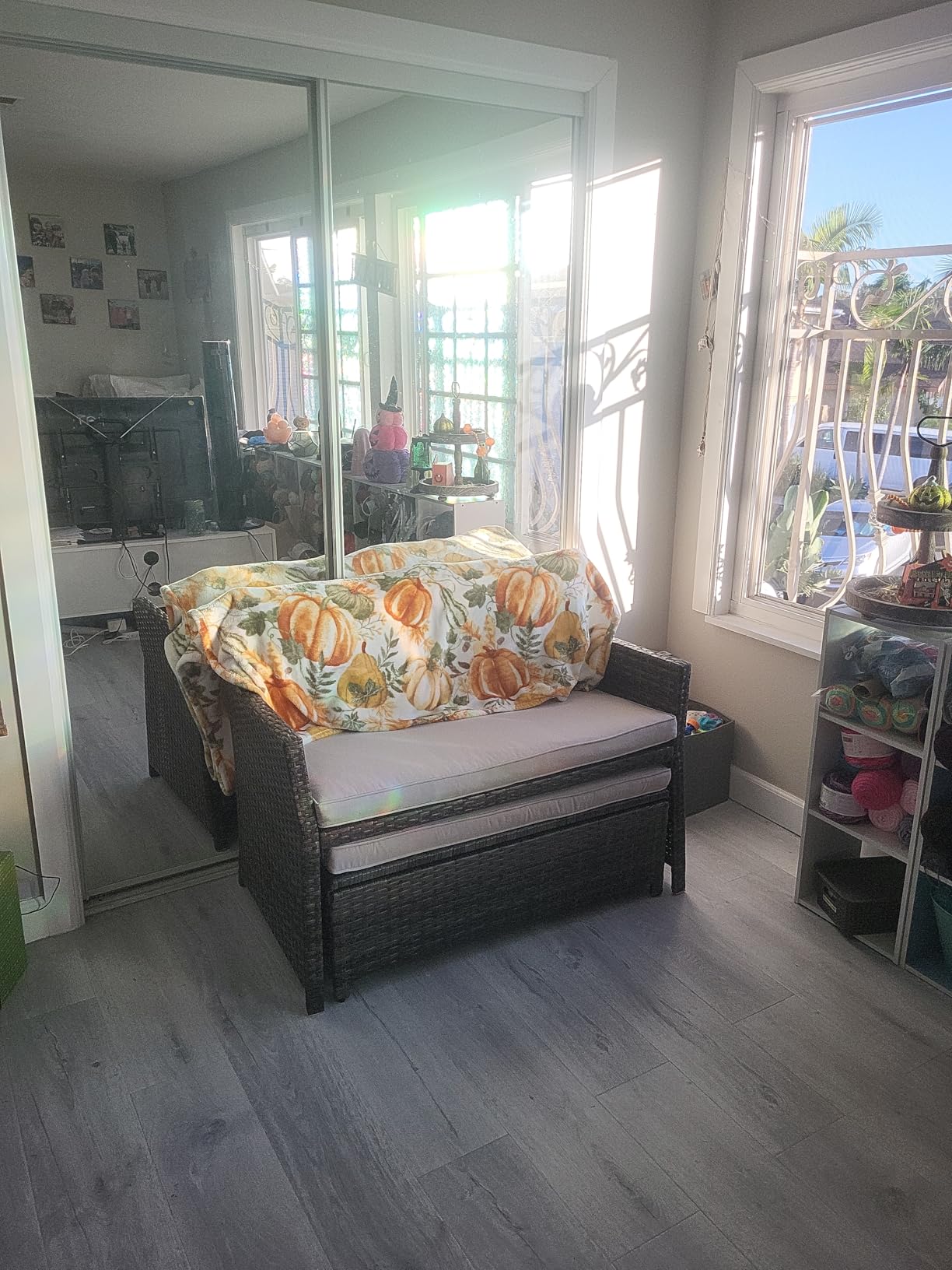 OC Orange-Casual Wicker Patio Loveseat w/Storage Ottoman, 2 Pcs, Navy Blue customer photo 2