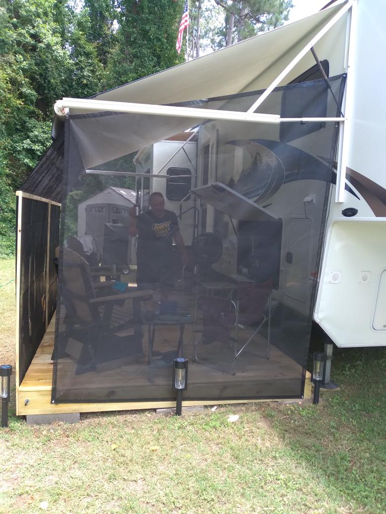 RV Awning Sun Shade Screen with Zipper 9' x 14'(Fit for 15' Awning), RV Awning Shade Screen with Zipper Motorhome Trailer Camper Awning Shade Black Mesh Sunscreen UV Blocker Complete Kits customer photo 1