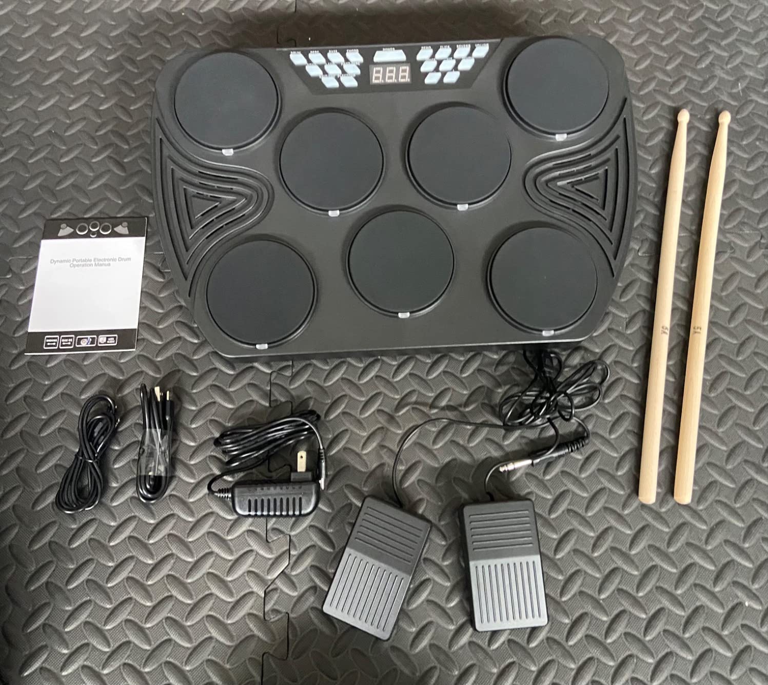 KONIX Electronic Tabletop Drum Set, Portable Electric Drum Kit with 7 Velocity Sensitivity Drum Pads, LED Drum Light, USB-MIDI Mac & PC Support, Ideal Gift for Adult and Beginners customer photo 1