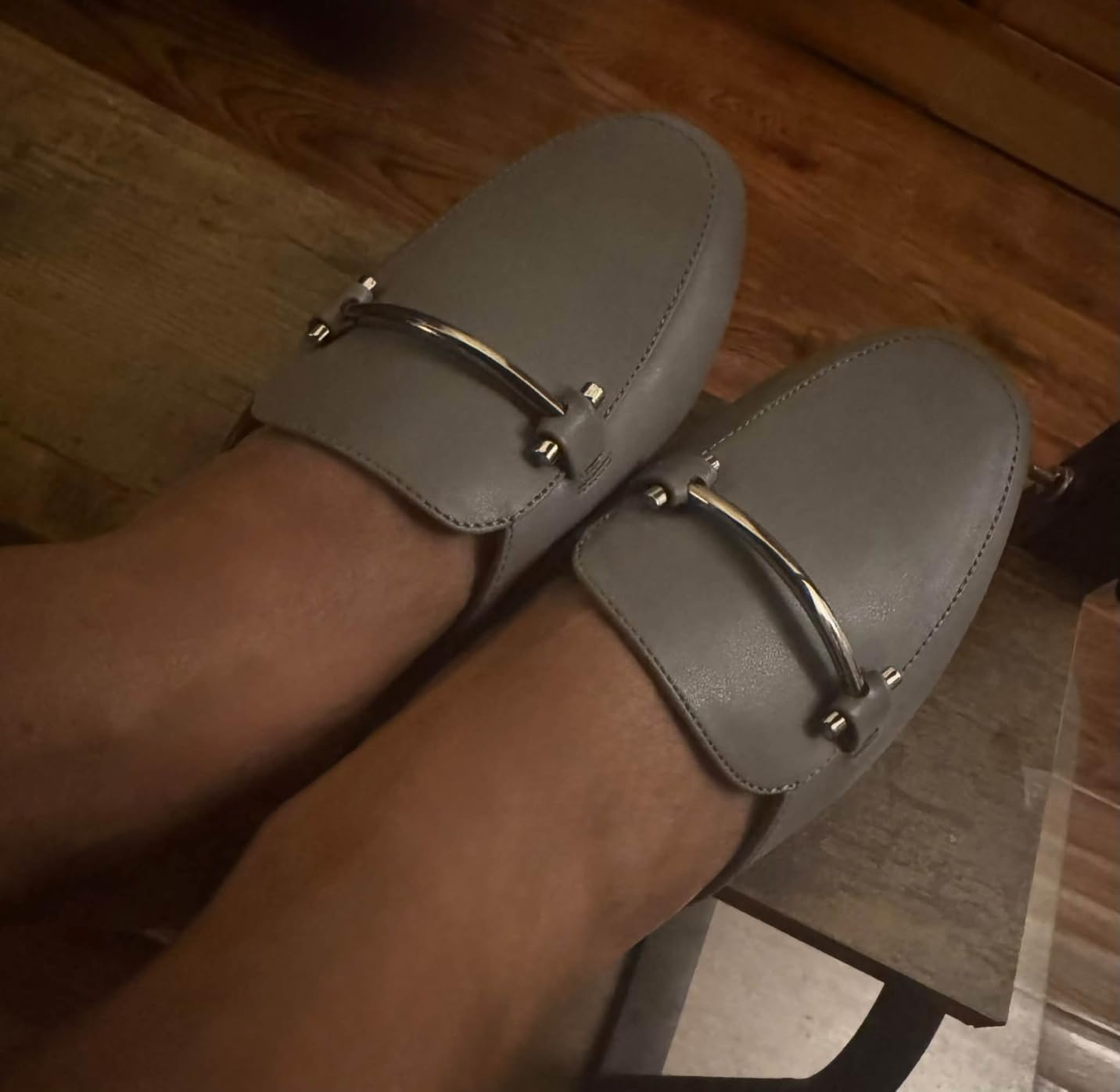 Amazon Essentials Women's Slip-on Backless Buckle Mule Loafer, Beige Crocodile Leather customer photo 2