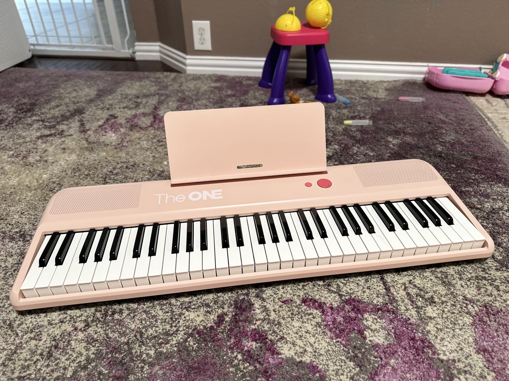 The ONE Smart Keyboard COLOR 61 Lighted Keys Piano Keyboard, Electric Piano for Beginners with 256 Tones, 64 Polyphony, Built-in LED Lights & Apps, Supports USB MIDI/Headphones (Purple) customer photo 1